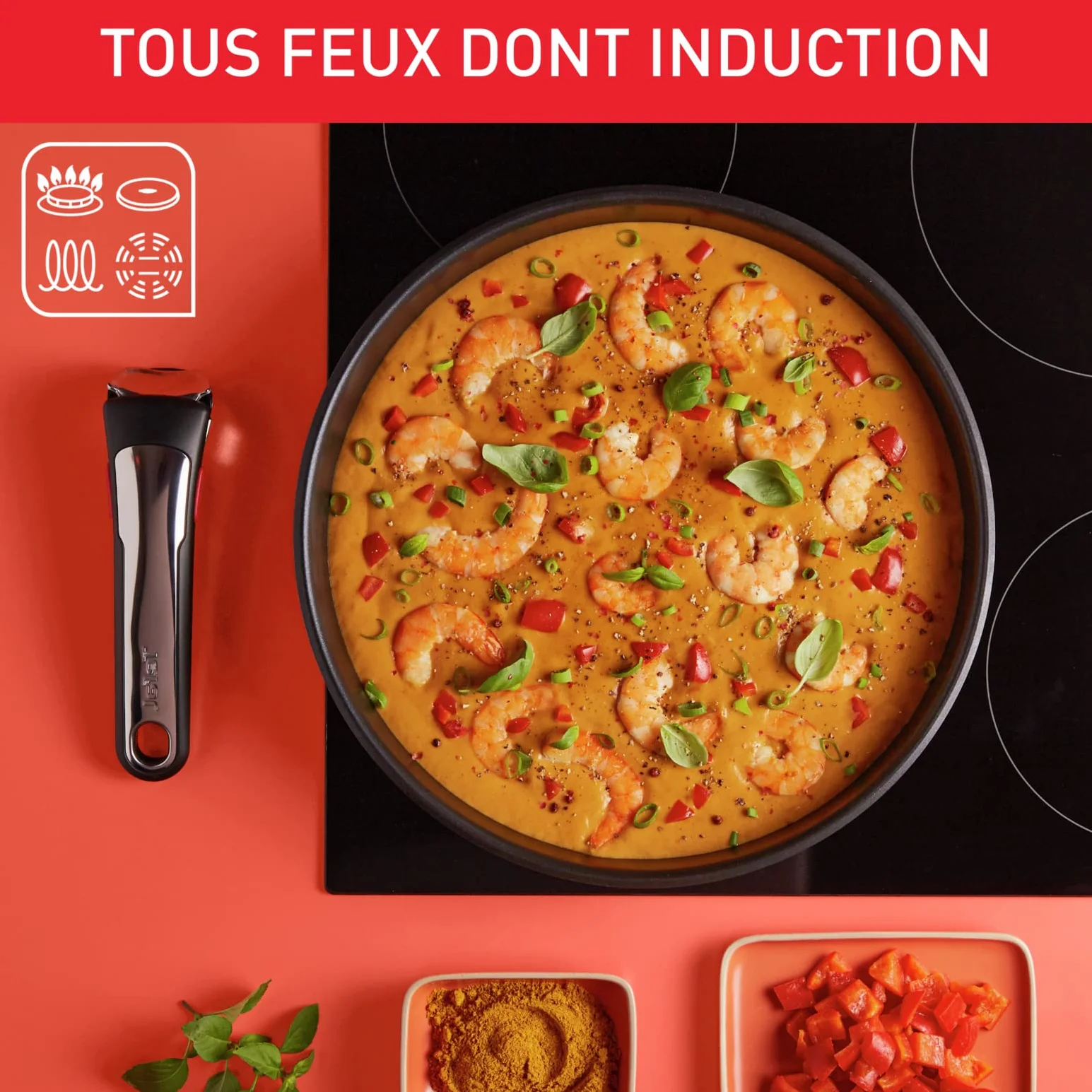 TEFAL Ingenio Preference 13-częściowy zestaw patelni do układania, stal nierdzewna, nadaje się do indukcji, uniwersalne patelnie, oszczędność miejsca L9749532