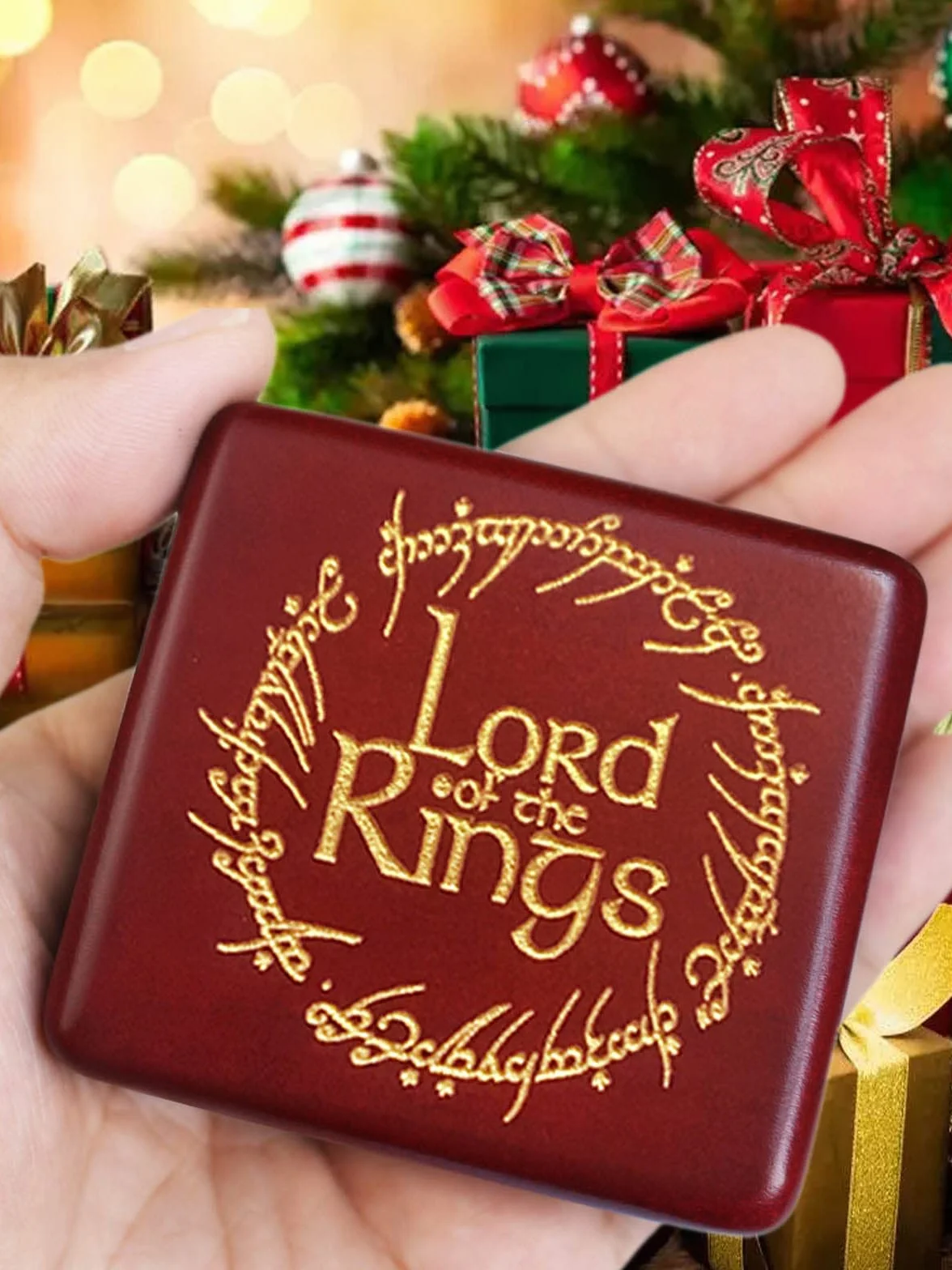 Sinzyo Pozytywka drewniana Boże Narodzenie Walentynki Prezent urodzinowy(The Lord of Rings-Czerwone drewniane pudełko)