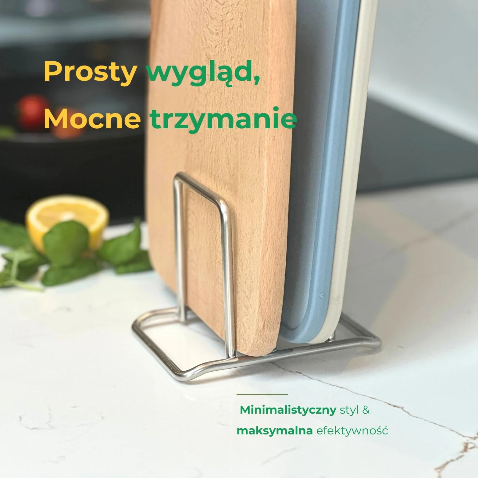 CLOVE Stojak na Deskę do Krojenia ze Stali Nierdzewnej 18/10 z 2 Przegródkami 1.9 cm i 2.9 cm, Uchwyt na Deskę Kuchenną, Organizer Blatowy Antypoślizgowy Odporny na Rdzę