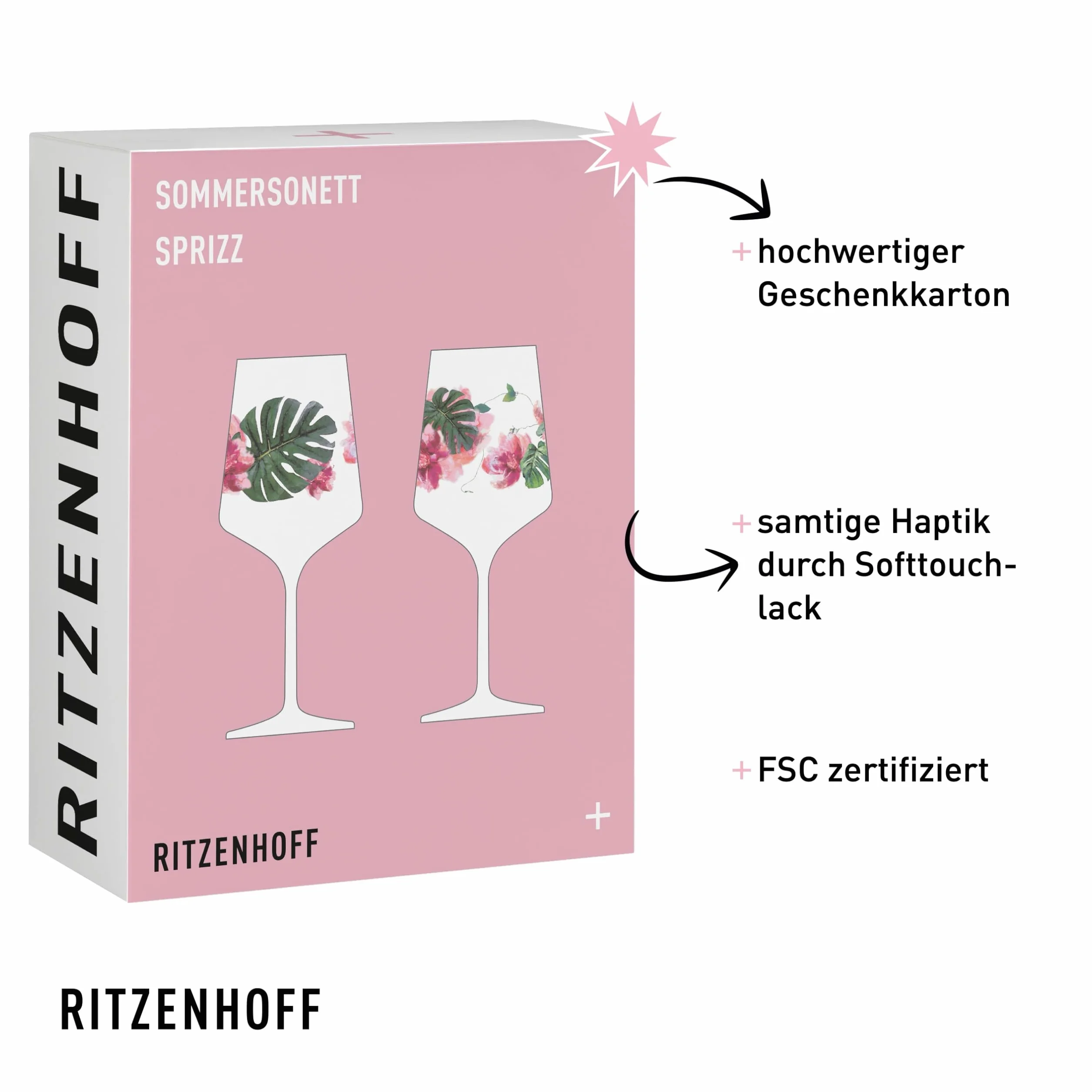 Ritzenhoff Sommersonett Zestaw Kieliszków do Aperitifu Szkło Różowy/Zielony 544 ml
