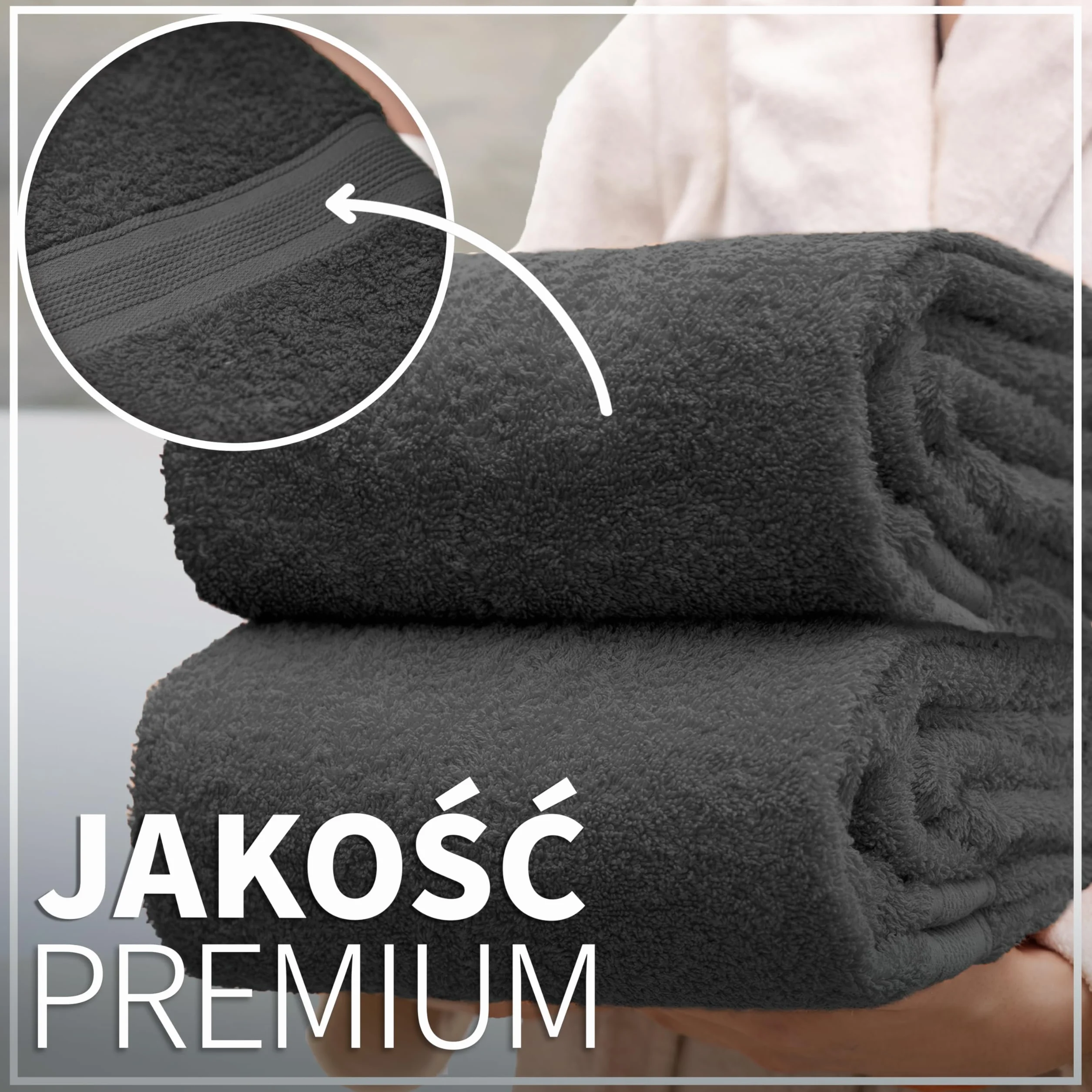 NatureMark 2-pak ręczników prysznicowych jakość premium 70 x 140 cm ręcznik kąpielowy ręcznik kąpielowy dwupak kolor: antracyt szary