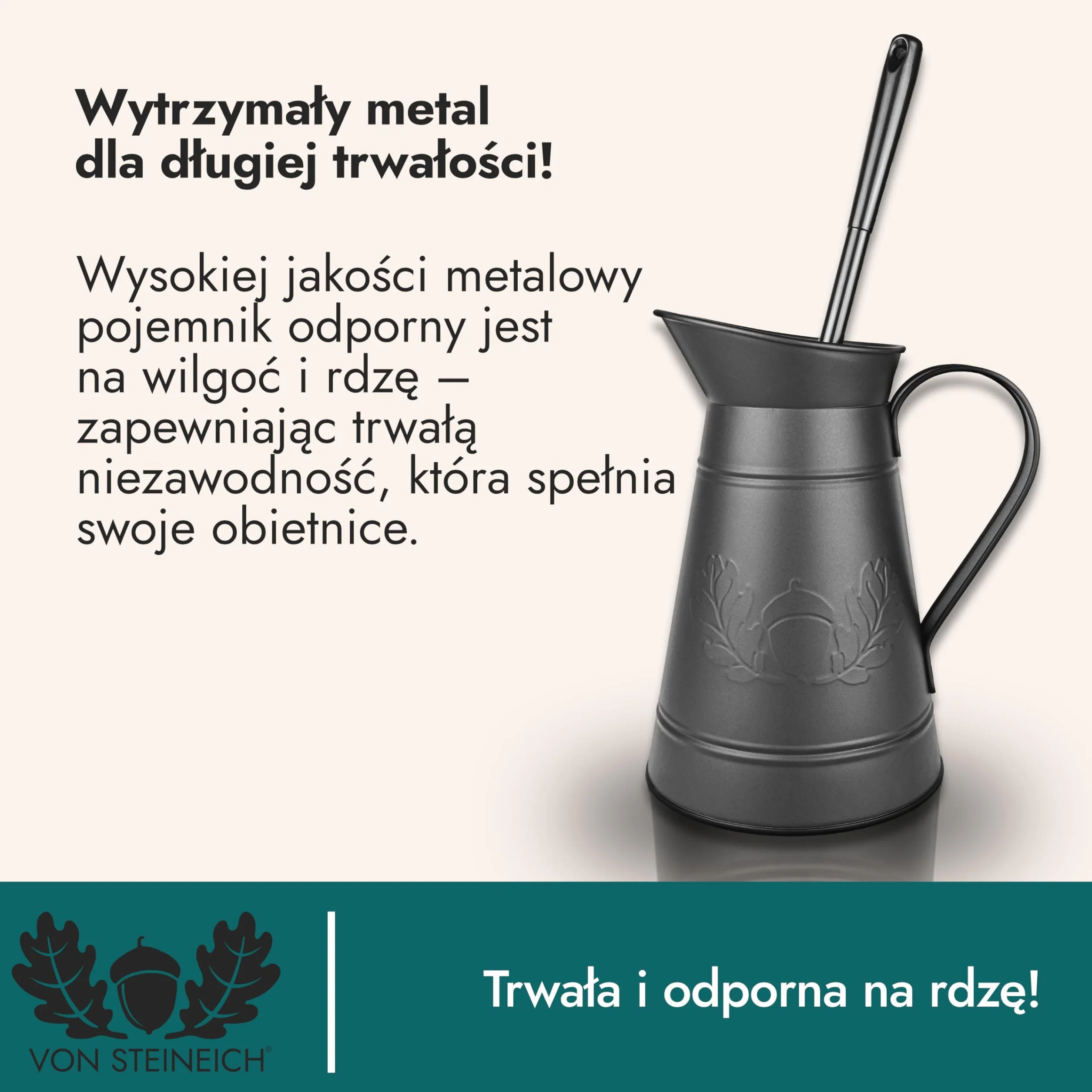 Szczotka toaletowa – metalowy dzbanek (czarny) – nierdzewna szczotka do WC – dekoracja retro i vintage do łazienki