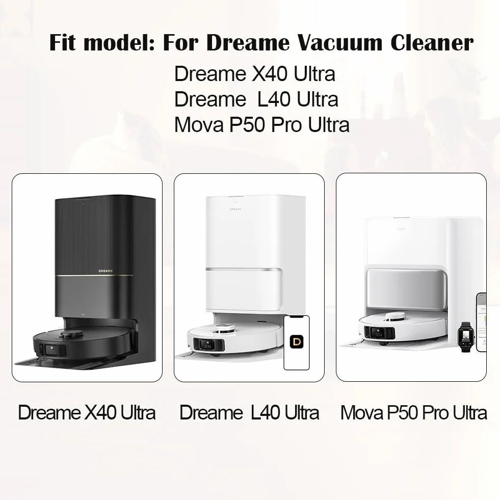 Część zamienna do robota odkurzającego Dreame X40 Ultra Complete / L40 Ultra / Mova P50 Pro Ultra, 1 szczotka główna, 6 szczotek bocznych, 4 ściereczki do czyszczenia, 4 filtry, 6 worków do