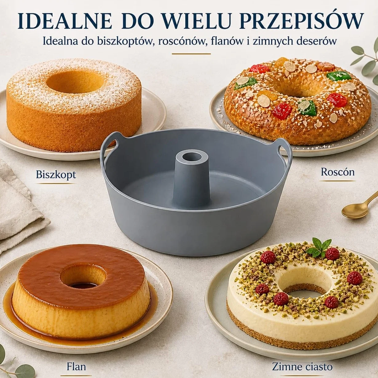 Forma silikonowa do pieczenia 18 cm do airfryera i piekarnika – bez BPA – forma do babki Moljaus – akcesoria do frytkownicy beztłuszczowej