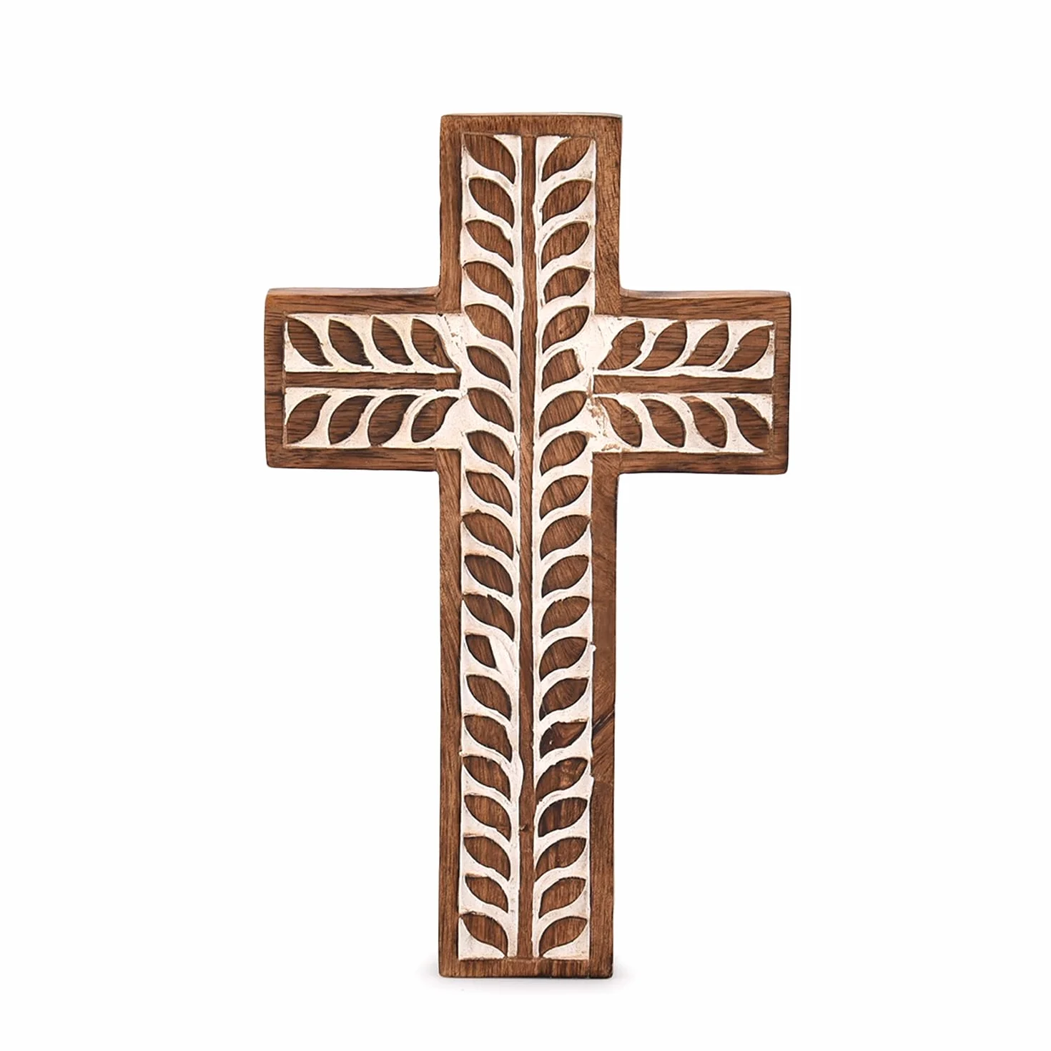 Krzyż wiszący na ścianie drewno mango religijny katolicki 25,4 cm x 15,24 cm x 1,90 cm