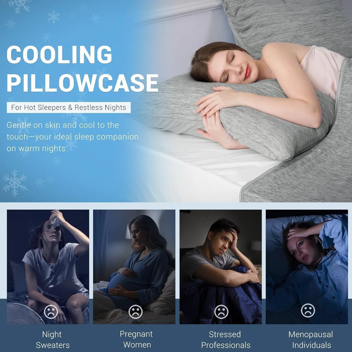 Elegear Chłodząca poszewka na poduszkę 40x80 cm 2 sztuki Arc-Chill Q-Max >0,5 oddychająca