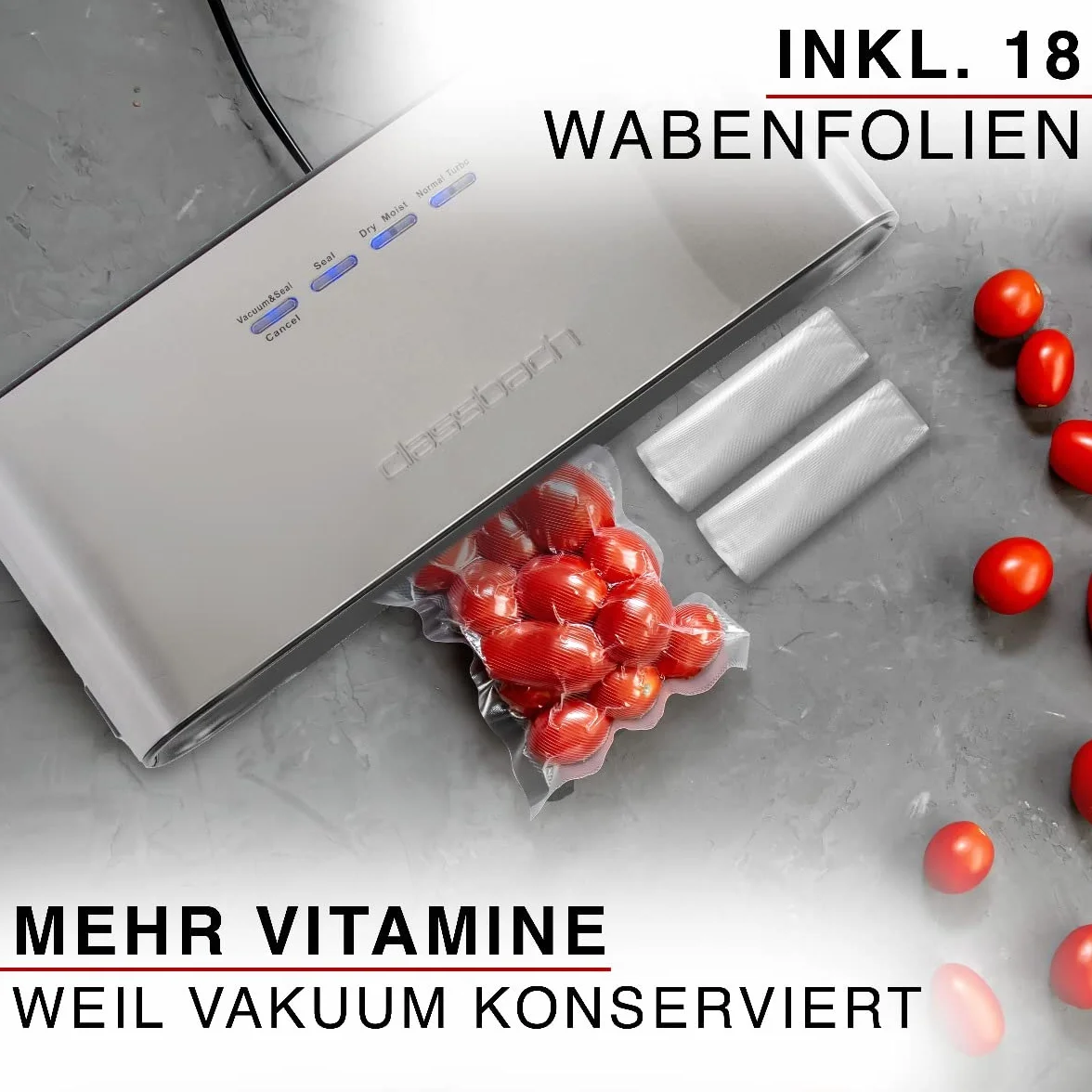 C-VK 4000 Vacuum Sealer Stainless Steel Food Storage Bags Included