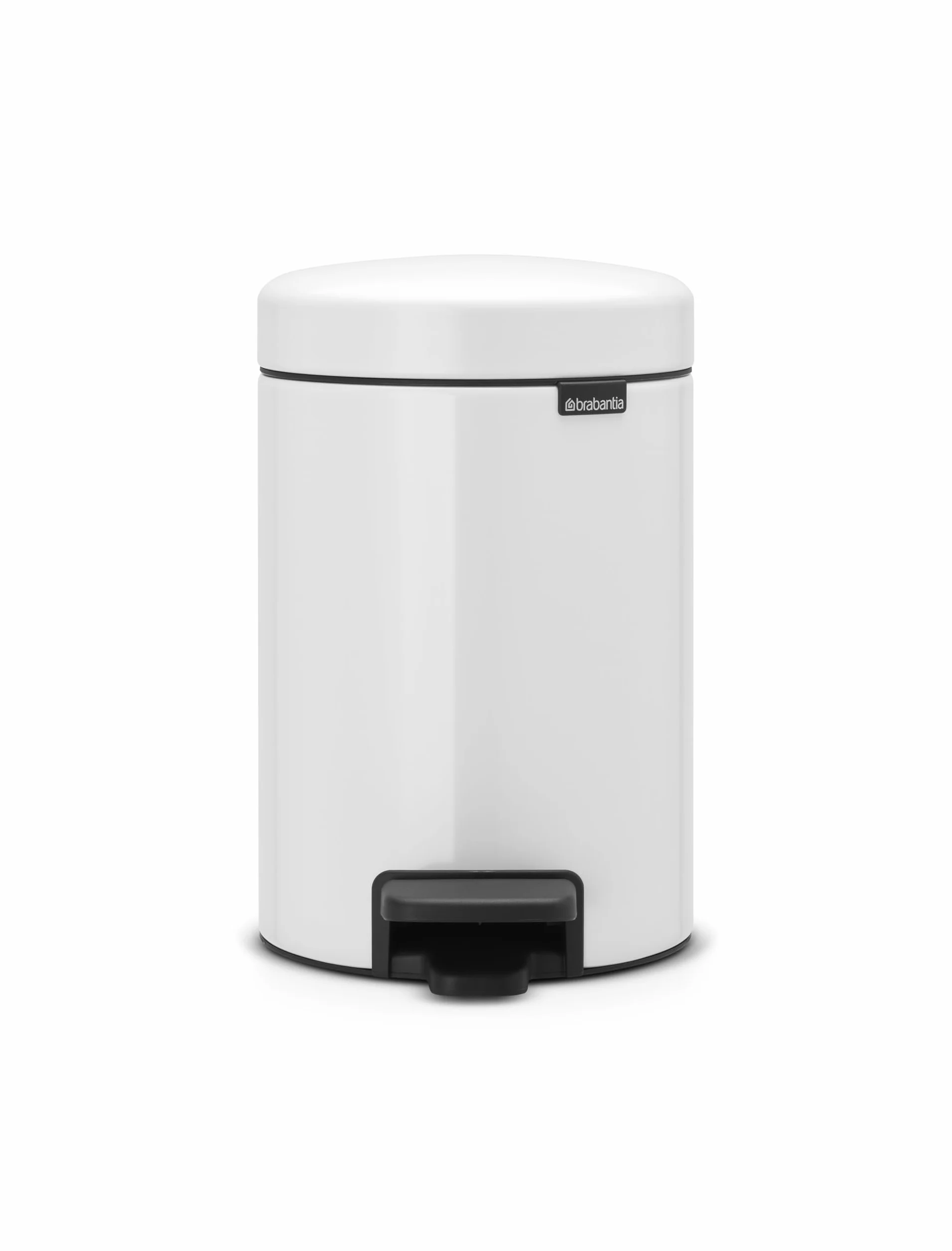 Brabantia - NewIcon Kosz na Pedały 3L - Kosz na Śmieci do Łazienki lub Toalety - Łagodnie Zamykana Pokrywa - Lekka Obsługa Pedałem - Wyjmowane Wewnętrzne Wiaderko - Biały - 17 x 24 x 26 cm