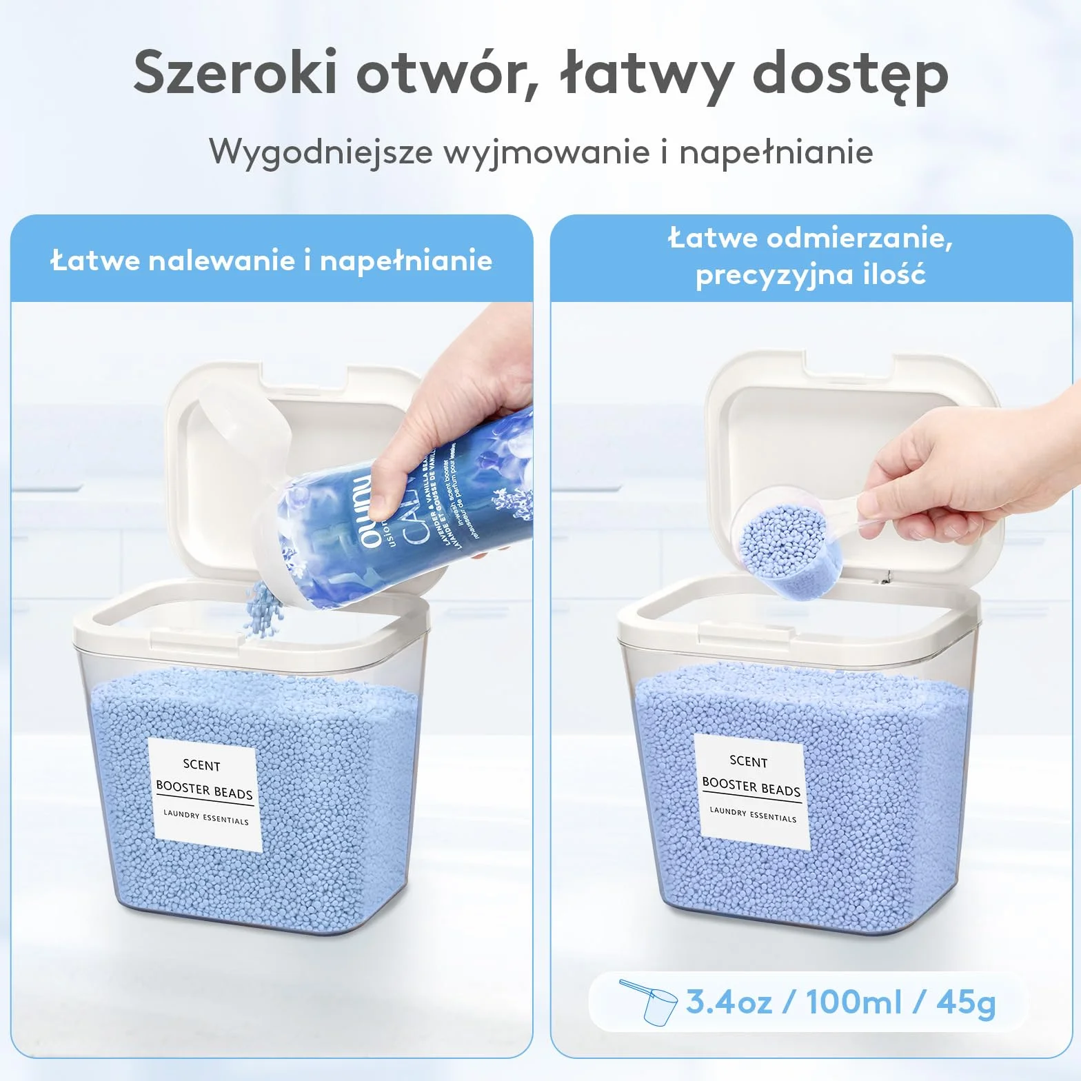 Lifewit 2700 x2+4500 ml/0,72x2+1,2 gal pudełka do przechowywania środków do prania w kapsułkach z zapięciem, pudełko do przechowywania proszku do prania z etykietą i łyżeczką, pudełka do środków do