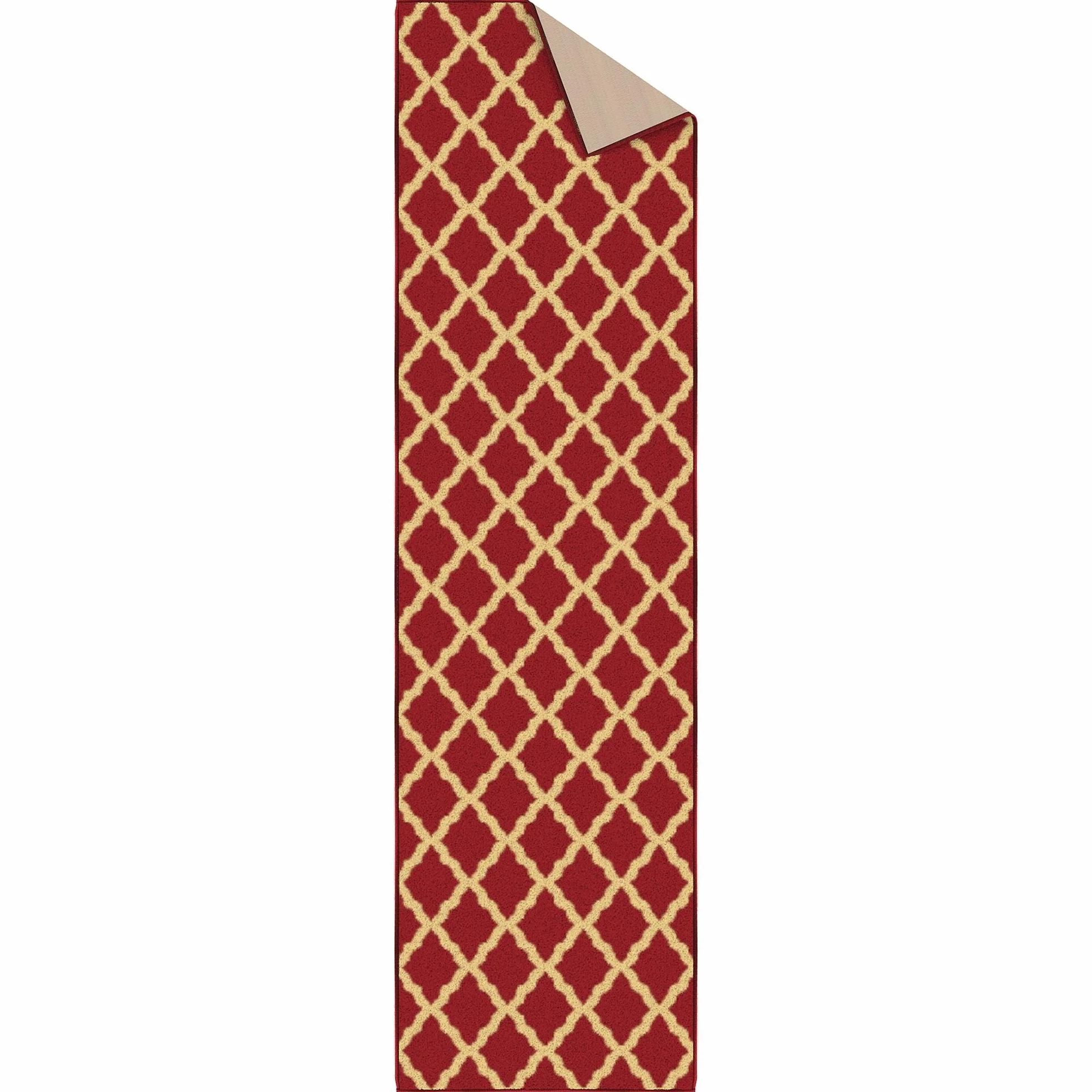 Ottomanson Ottohome Collection elegancki dywan z kratką antypoślizgowy 57 x 210 cm czerwony