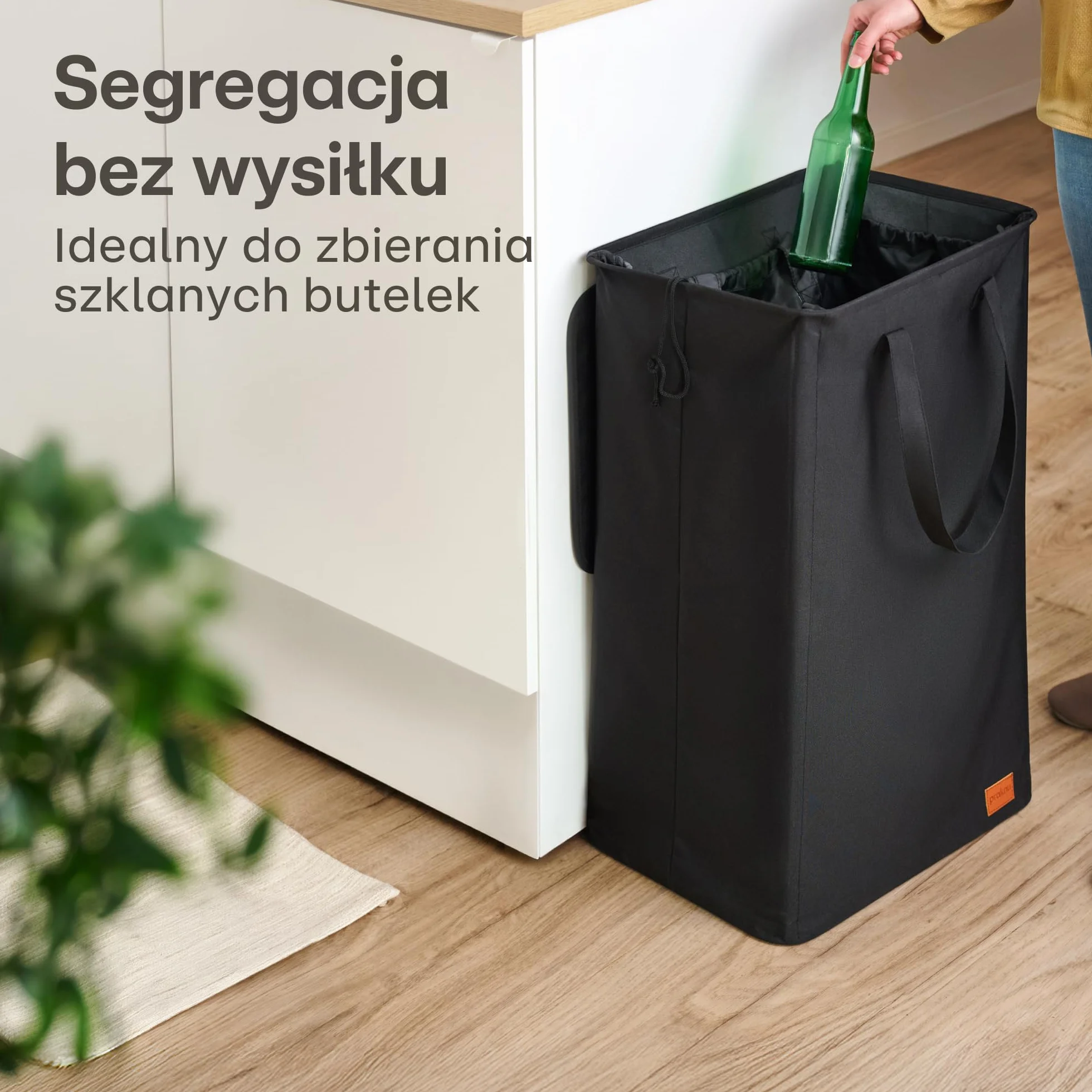 Praknu Pojemniki kolekcjonerskie 100 l, duży pojemnik na butelki na puste i stare szkło, wodoszczelna, wytrzymała tkanina Oxford, z torbą do noszenia, sznurkiem i podwójnymi uchwytami