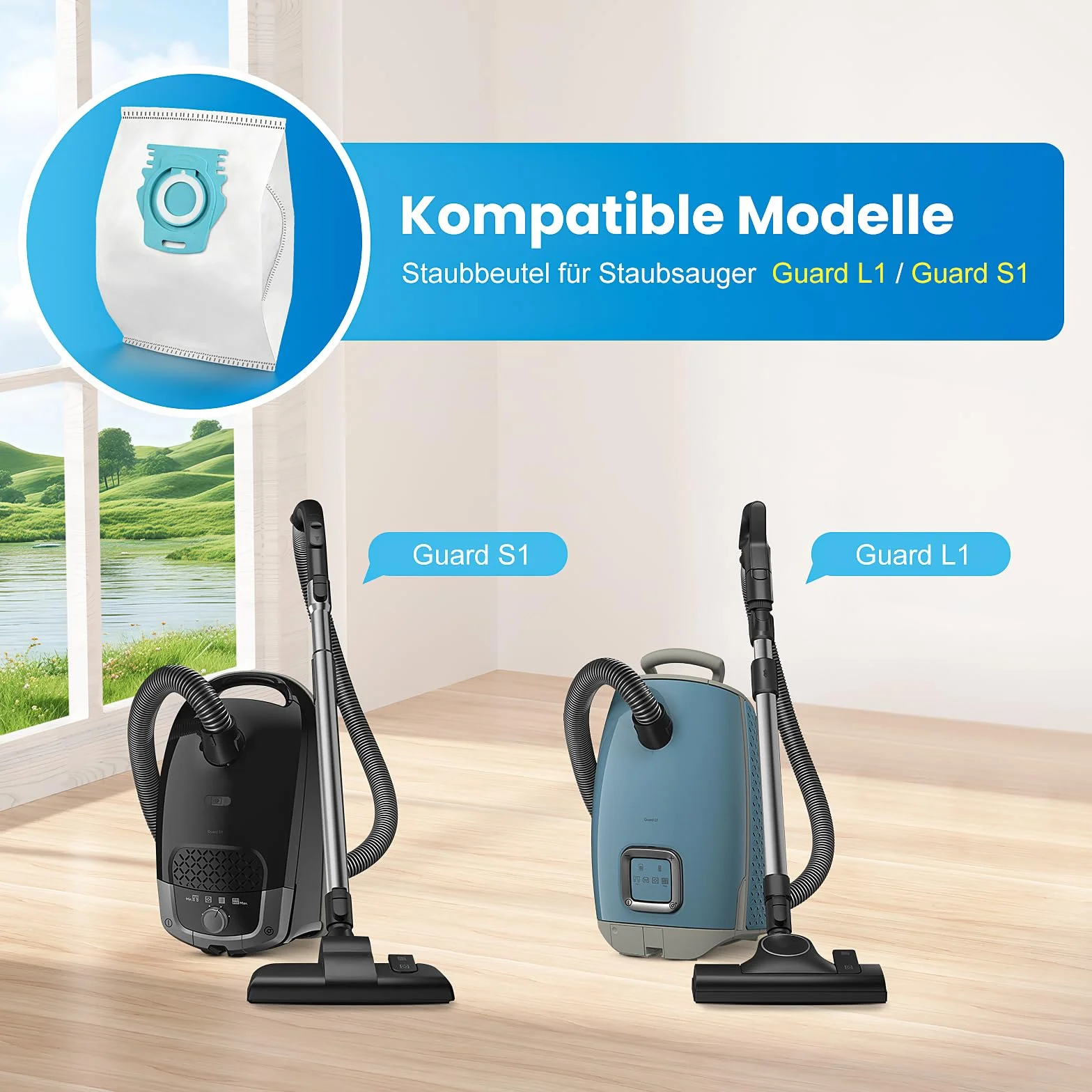 10 sztuk worków do odkurzacza kompatybilnych z odkurzaczem Guard L1 / Guard S1, z 2 filtrami ochronnymi silnika, 2 filtrami powietrza wylotowego AirClean