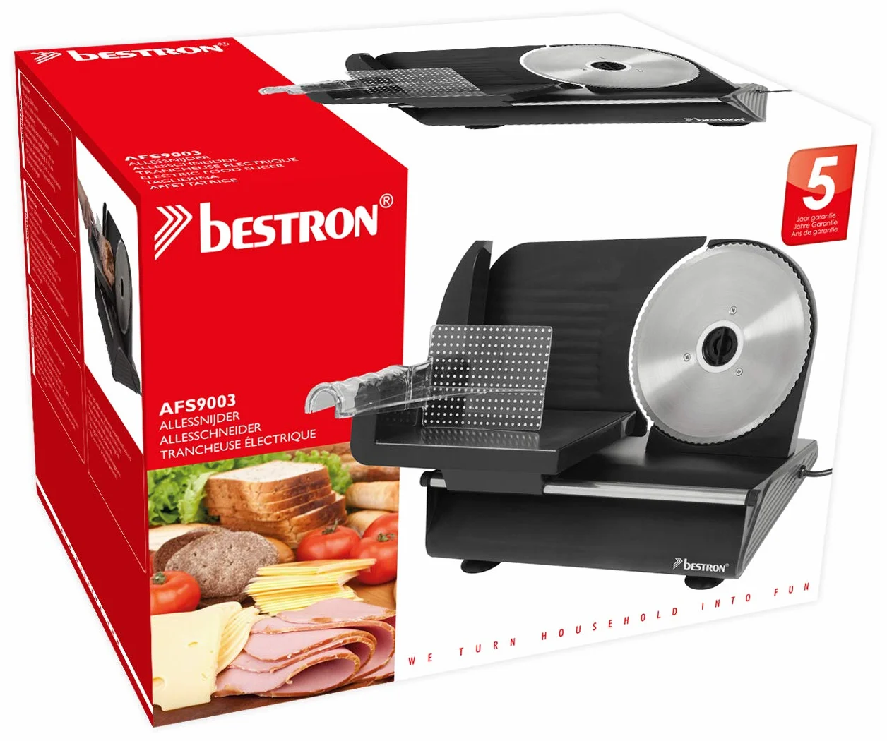 Bestron Krajalnica uniwersalna, grubość cięcia 0-15 mm, 2 prędkości, 150 W, czarna