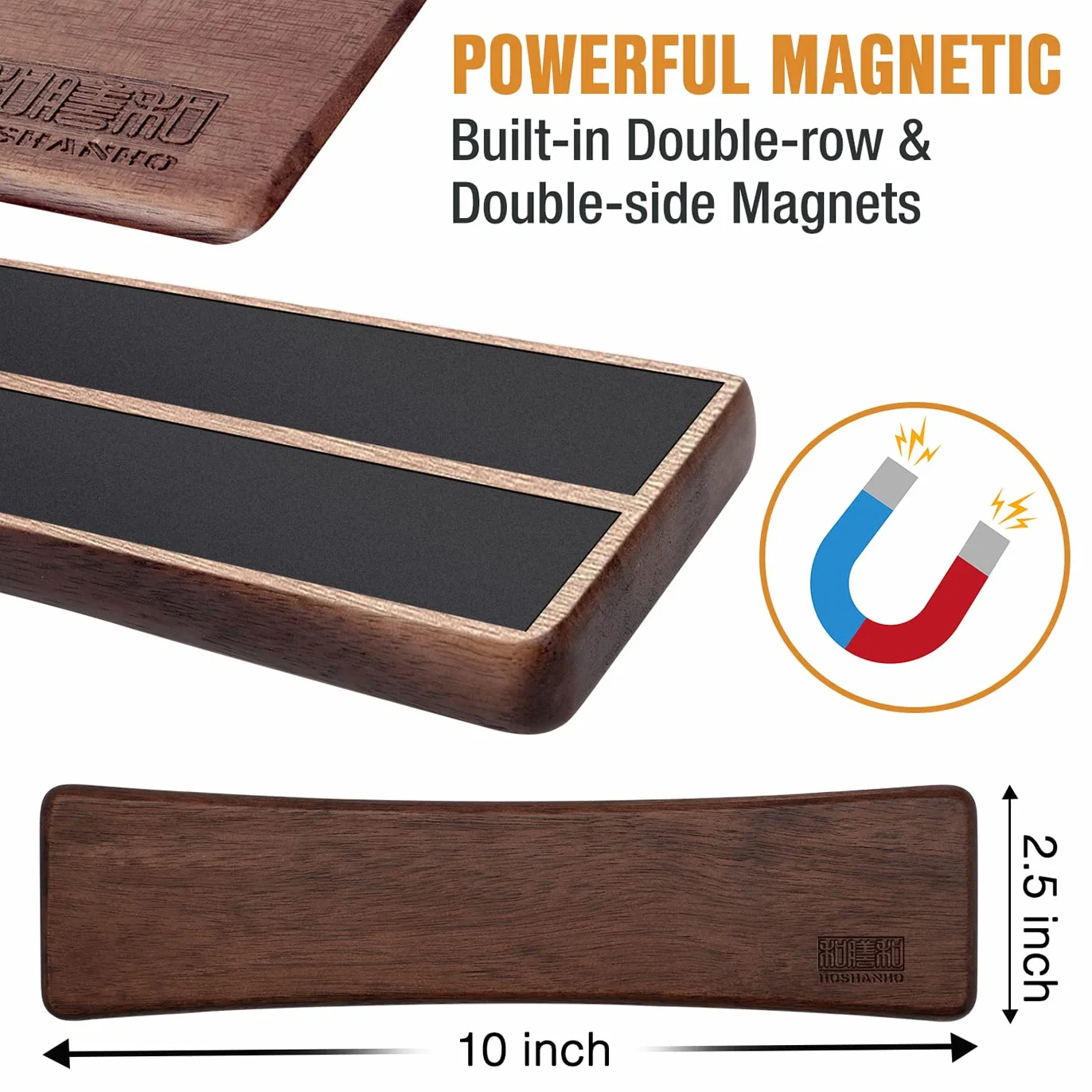 HOSHANHO Listwa magnetyczna na nóż 40 cm drewno akacjowe