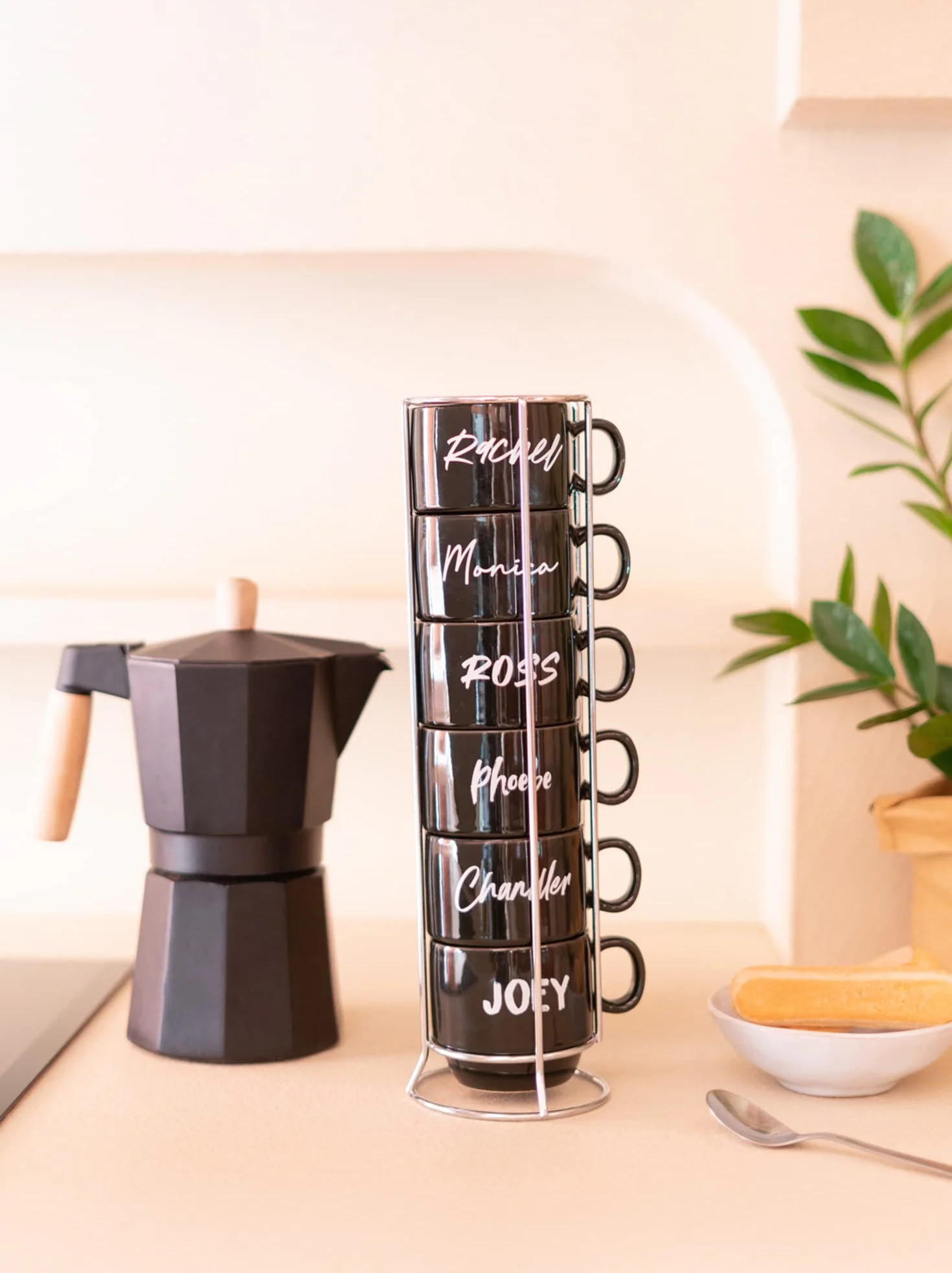 Grupo Erik - Zestaw 6 oryginalnych filiżanek do kawy z podstawką, kubki do espresso, kubek designerski do kawy, STAZ001