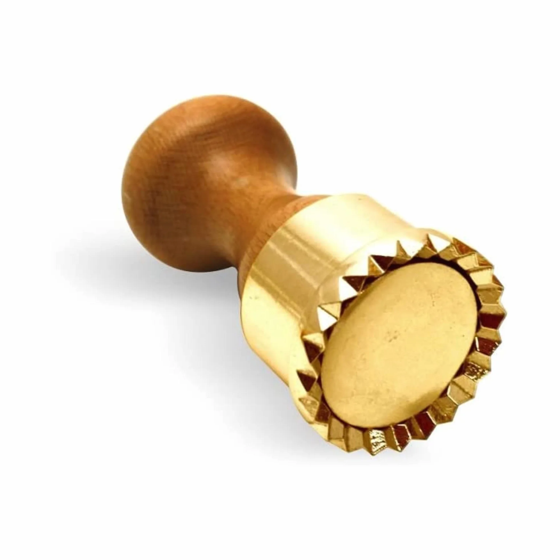 La Gondola Domowe pieczątki ravioli, okrągłe, 50 mm, włoskie narzędzie do robienia makaronu dla domu i biznesu, mosiądz i naturalne drewno, solidny i łatwy w użyciu stempel ravioli, nóż do ravioli