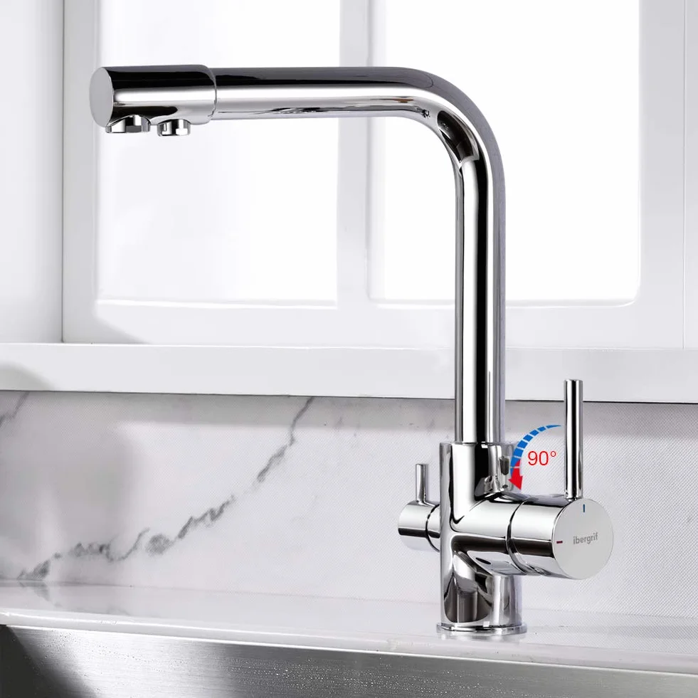 Ibergrif M22109 Kuchnia Grifry 3 Way Osmoza, Kran do Monomando, Chrome, Silver