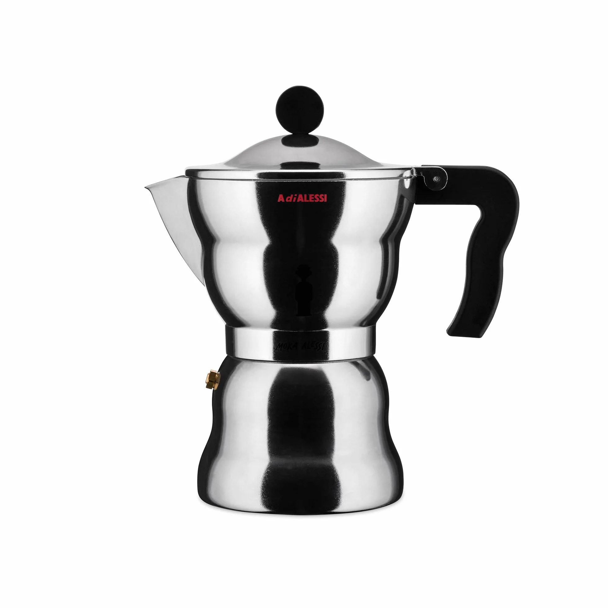 Alessi AAM33/6 - Ekspres do kawy espresso Design, aluminiowy korpus, uchwyt i gałka z żywicy termoplastycznej, 6 filiżanek