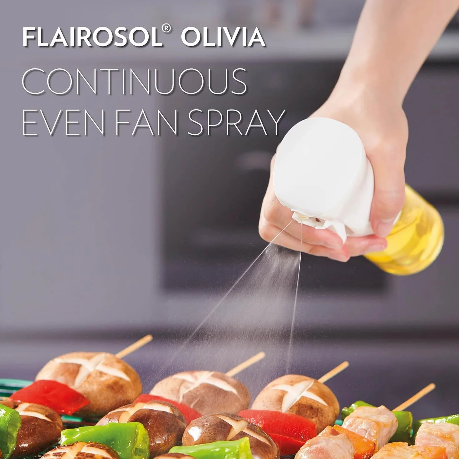 OLIVIA SIGNATURE Opryskiwacz do oleju kuchennego Flairosol, drobną mgiełką, szklana butelka z rozpylaczem