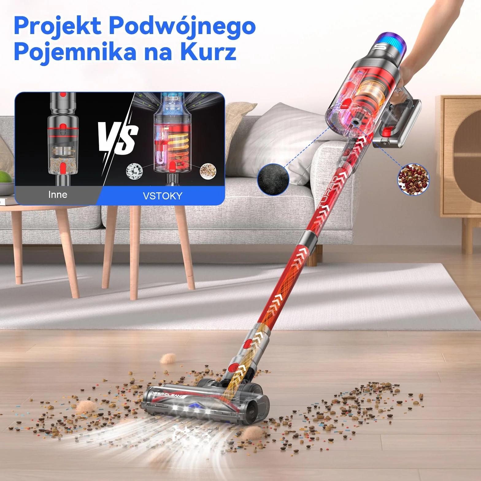 V15 Pro Max Bezprzewodowy Odkurzacz w Sztyfcie, Odkurzacz 58kpa, 600w, Czas Pracy 80 Minut i Wymienny Akumulator, Odkurzacze Pionowe do SierśCi ZwierząT, DywanóW, PodłóG Samochodowych