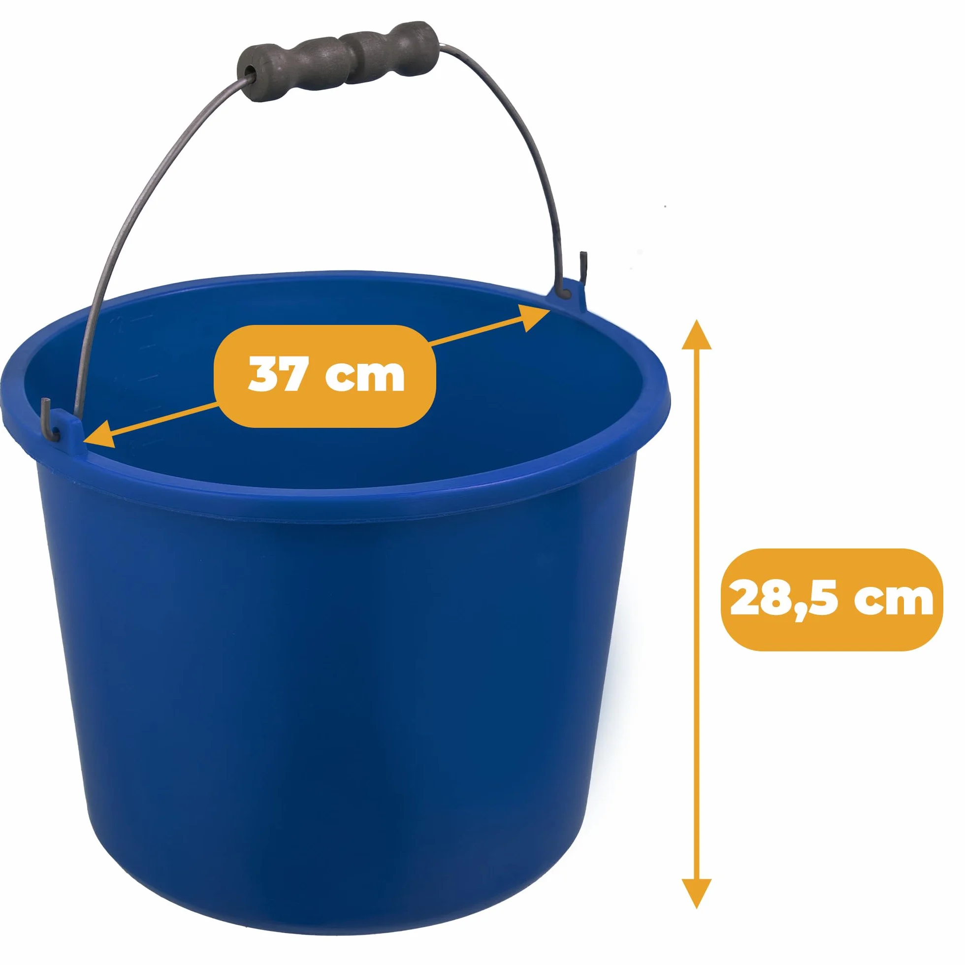 WIADRO BUDOWLANE GOSPODARCZE KOLOROWE 20L WIADERKO WIADRA 5 SZT Okrągłe Wiadro Mocne Plastikowe Wiaderko na Budowę, do Domu, Ogrodu Pojemnik z Metalową Rączką