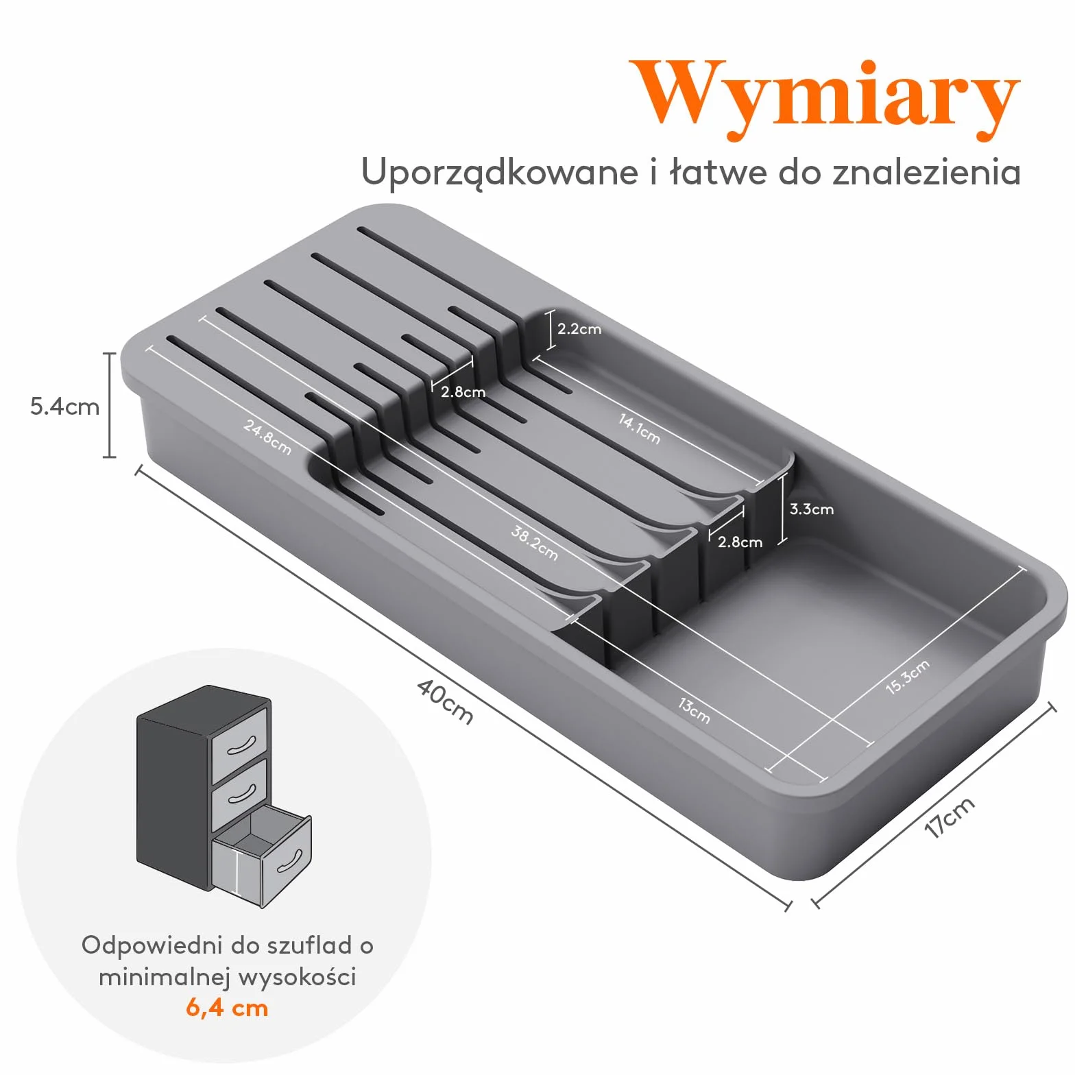 Lifewit Szuflada kompaktowa organizator organizatorów kuchennych Organizator Tray for Knives Nóż