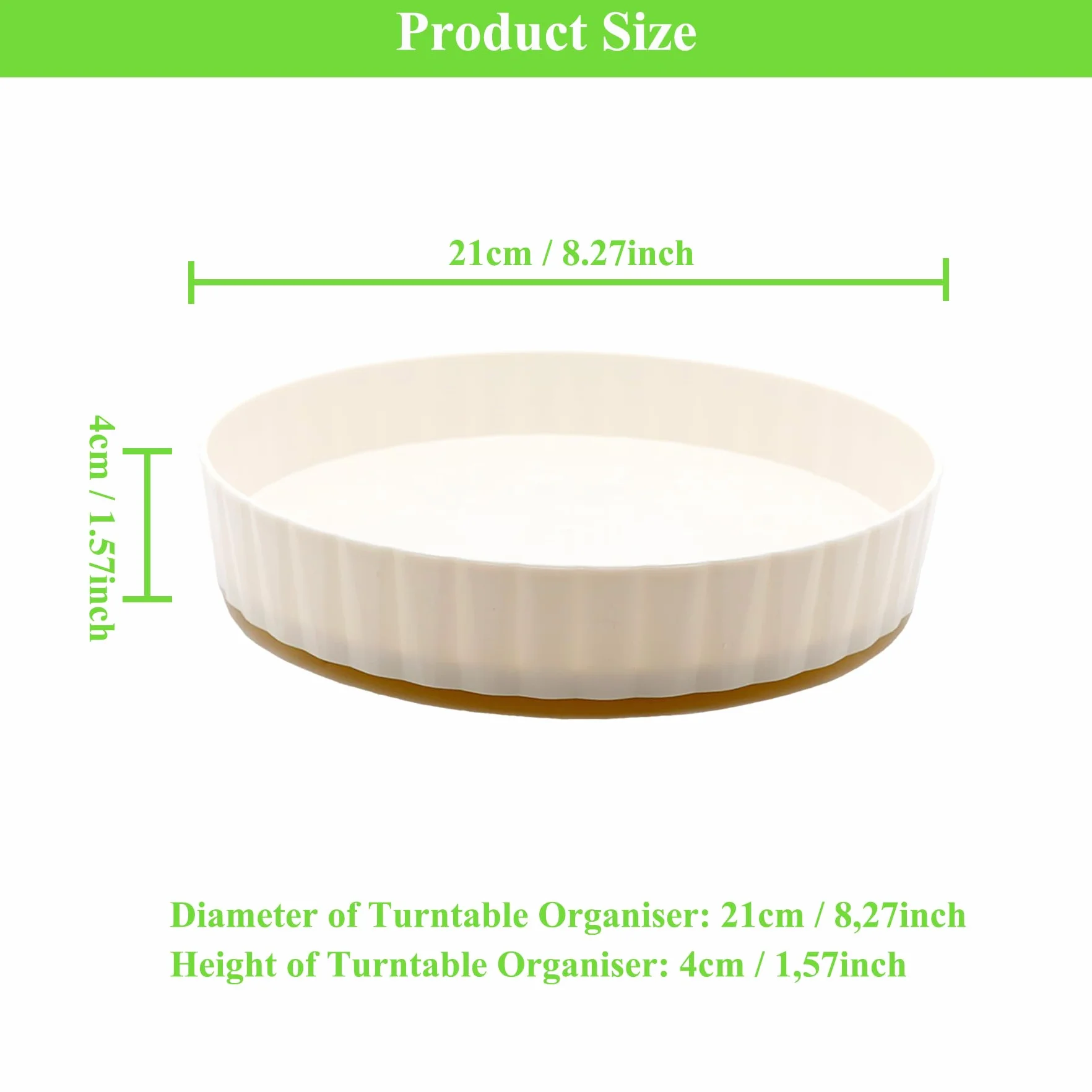 Obrotowy organizer, średnica 21 cm, płyta obrotowa do lodówki, półka na przyprawy obracana o 360°, plastikowa taca obrotowa do kuchni, przypraw, komody, kosmetyków (biała)