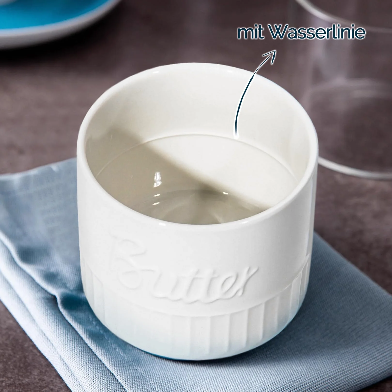 Theo&Cleo Francuska maselniczka, ceramiczna, dzwon na masło, porcelanowy słoik na świeże i nadające się do smarowania masło (biała)