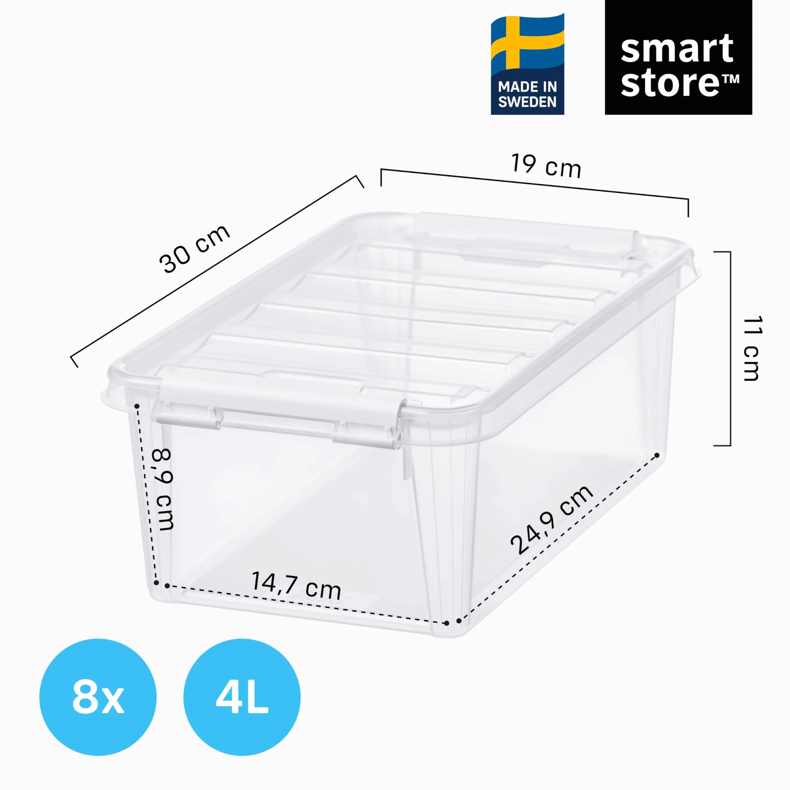 SmartStore Classic 4 L Pudełka do Przechowywania 8-Kawałki, Przezroczysty