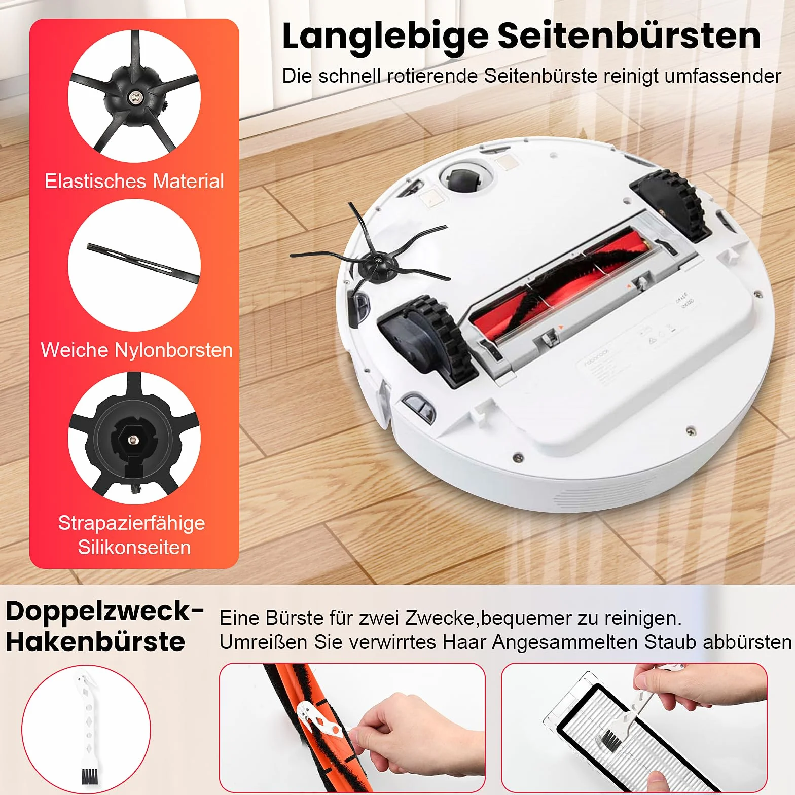 Akcesoria do odkurzacza robota Xiaomi Roborock S6 / S5 Max / S5 / S6 Pure / S6 Maxv / S60 / S65 części zamienne, 2 szczotki główne, 4 filtry HEPA, 6 szczotek bocznych, 1