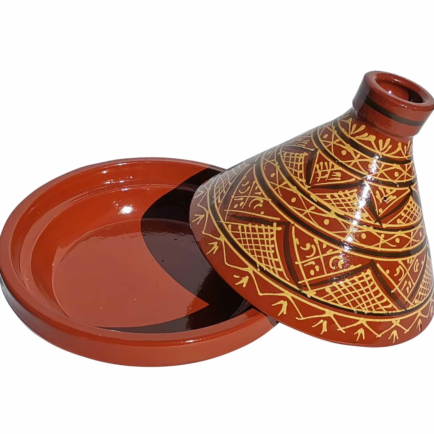 Casa Moro Marokański tadżin Agadir Ø 34 cm glazurowany | gotowanie dla maksymalnie 6 osób | jakość premium | gliniany garnek ogrodowy z Marrakeszu | MT7071