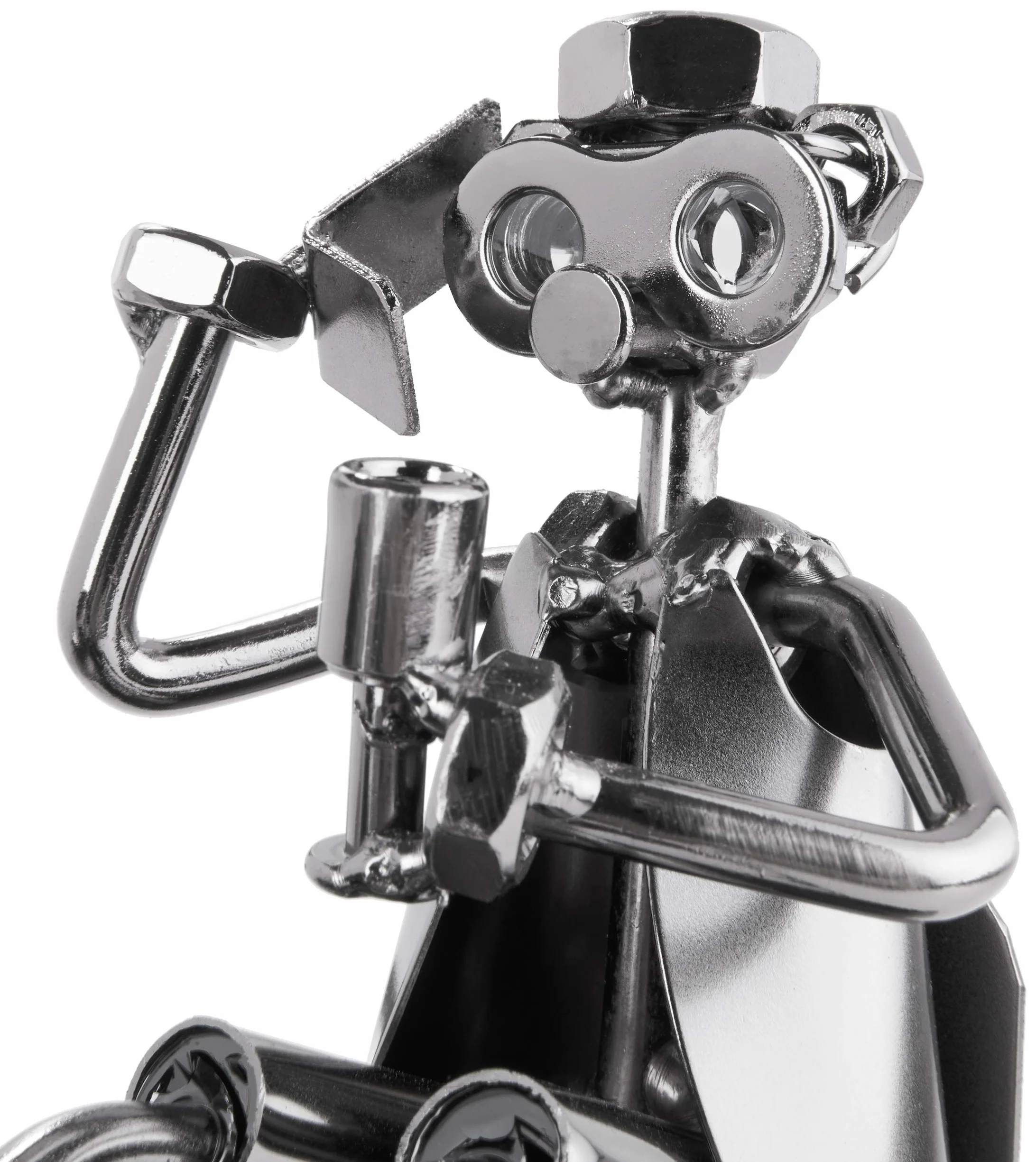 BRUBAKER Figurka ze śrubek PC do biura z uchwytem na wizytówki - ręczna robota żelazna figurka metalowy mężczyzna - prezent dla kupców, pracowników biurowych i kolegów