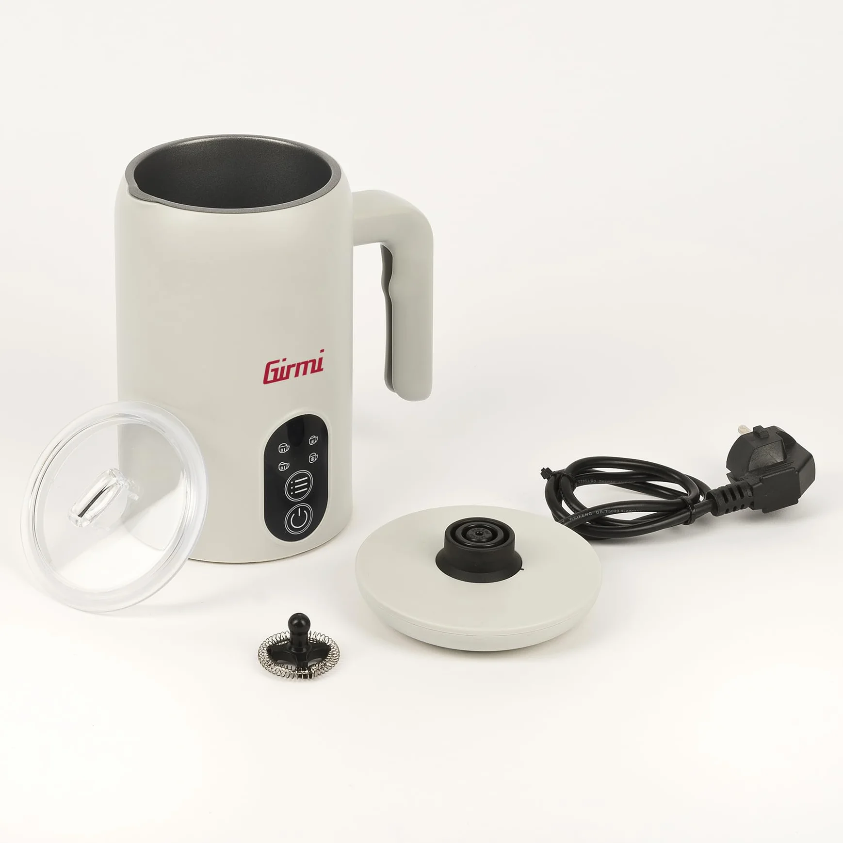 Girmi ML53 spieniacz do mleka, 500 W, pojemność 300 ml, automatyczne wyłączanie, 4 funkcje, gorące mleko, zimna pianka, ciepła i gęsta, zimna podstawka, sterowanie dotykowe, biały