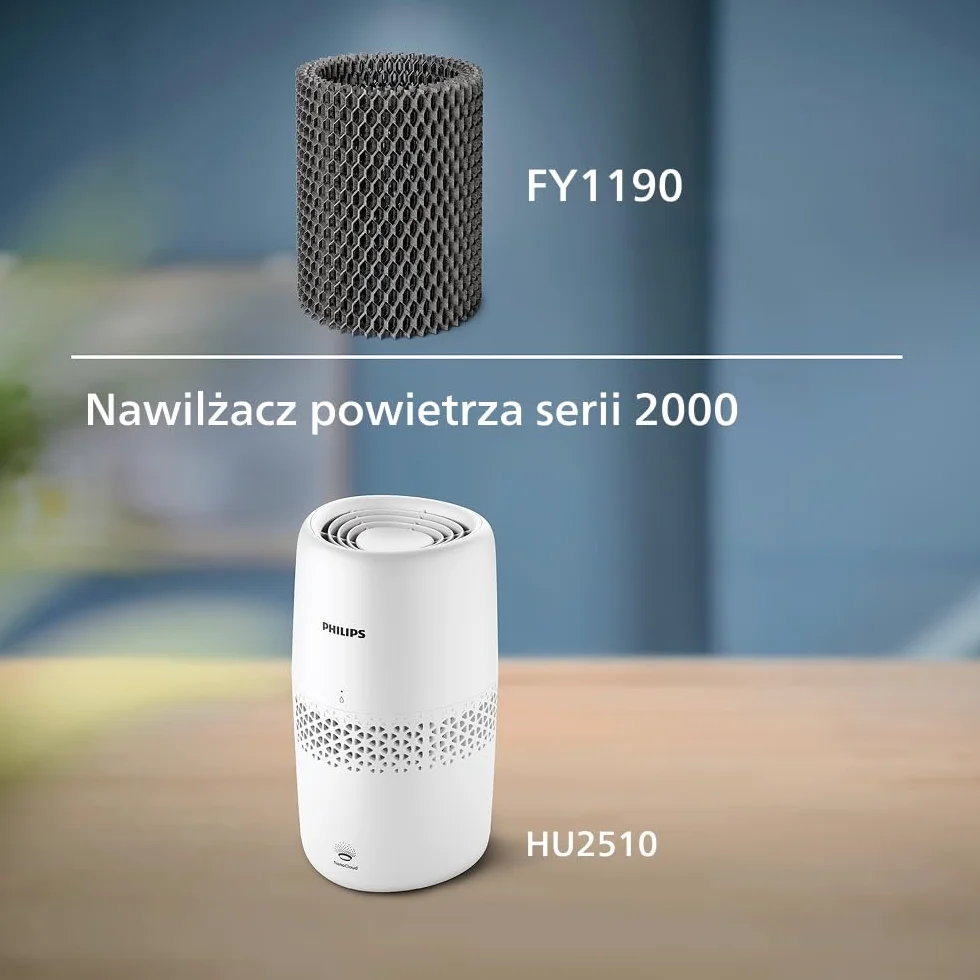 Philips Oryginalny filtr do nawilżacza powietrza serii 2000 HU2510, technologia NanoCloud, higieniczne nawilżanie, redukcja bakterii, skuteczność i żywotność 6 miesięcy, biały (FY1190/30)