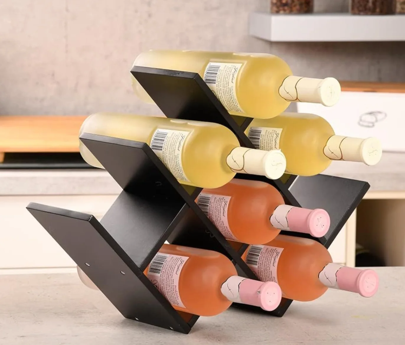 Kesper |Regał na wino, materiał: płyta pilśniowa, wymiary: szer.: 46,5 x głęb.: 12 x wys.: 30 cm, kolor: czarny | 69232