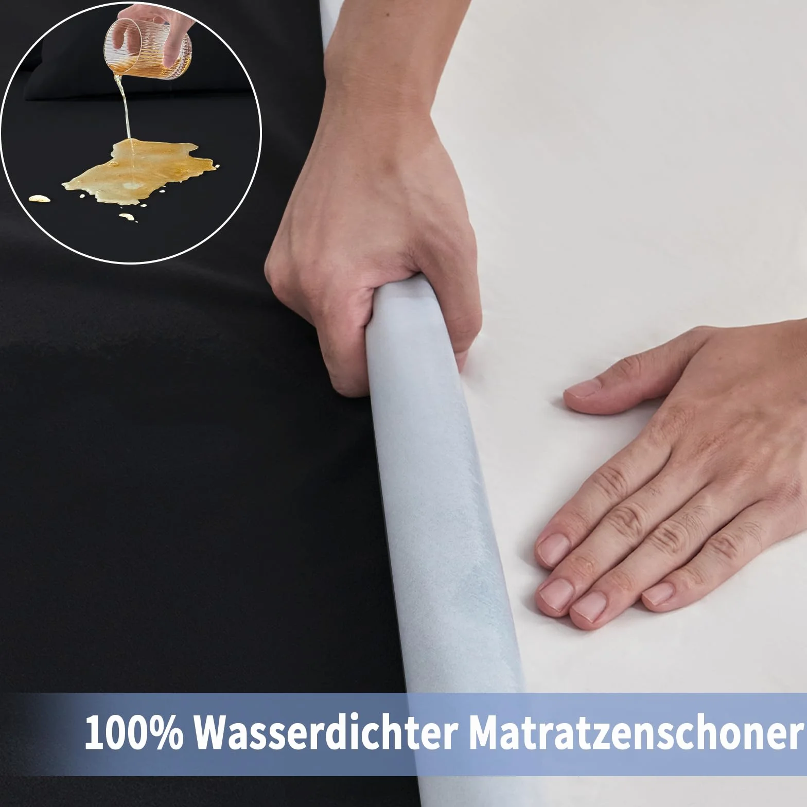 Ochraniacz na materac 90 x 200 cm, wodoszczelny, ochrona materaca, oddychająca, na materac do 30 cm, podkładka przeciw nietrzymaniu moczu, nadaje się do prania, ochrona przed wilgocią, czarna
