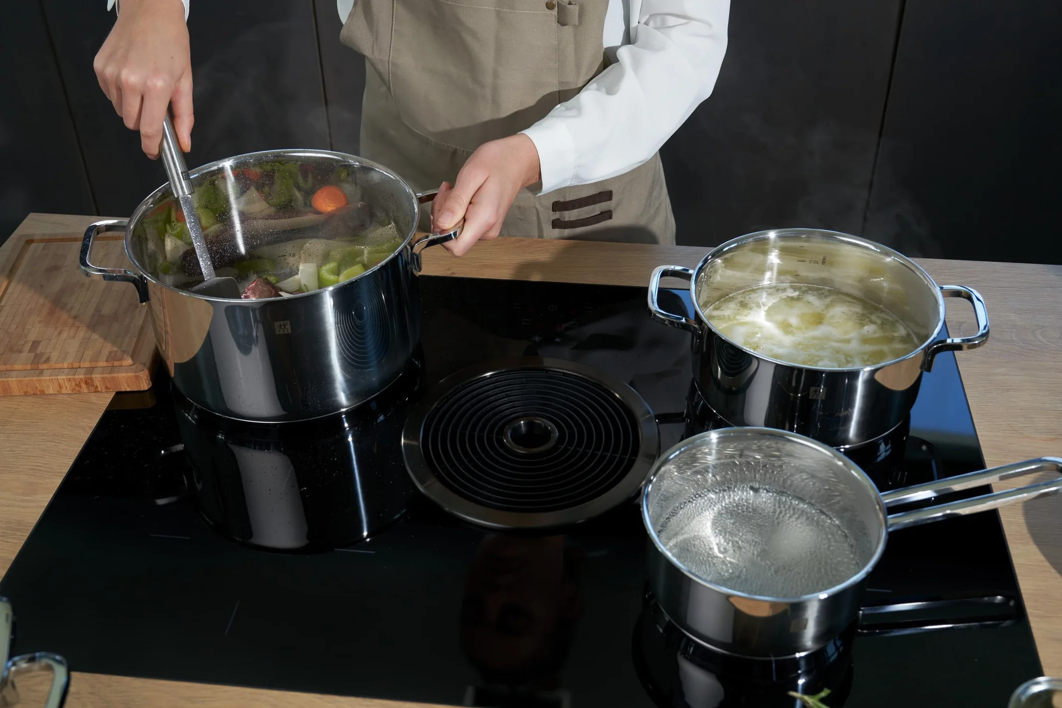 ZWILLING Kochtopf-Set, 5-tlg., 4 Deckel, Induktionsgeeignet, Edelstahl, Quadro
