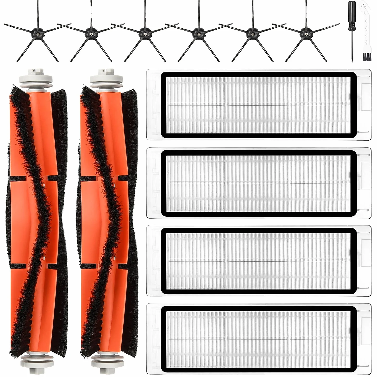 Akcesoria do odkurzacza robota Xiaomi Roborock S6 / S5 Max / S5 / S6 Pure / S6 Maxv / S60 / S65 części zamienne, 2 szczotki główne, 4 filtry HEPA, 6 szczotek bocznych, 1
