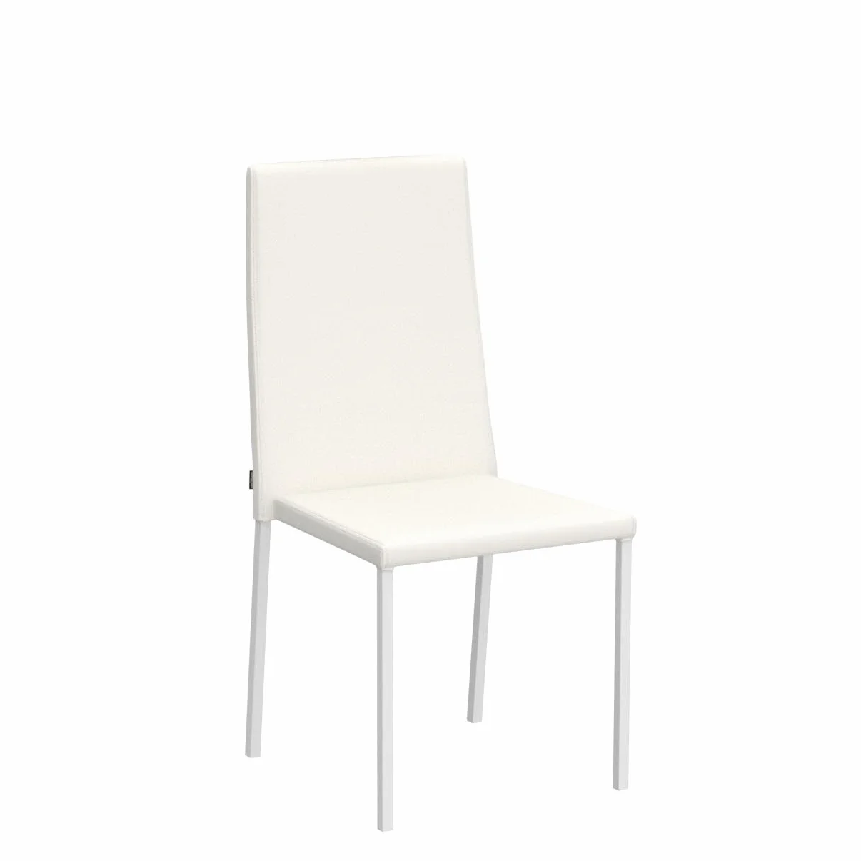 t m c s Tommychairs zestaw 4 krzeseł do układania w stosy Julia do kuchni barowej i jadalni, wytrzymała, wyściełana stalowa rama i wyłożona sztuczną skórą w kolorze białym