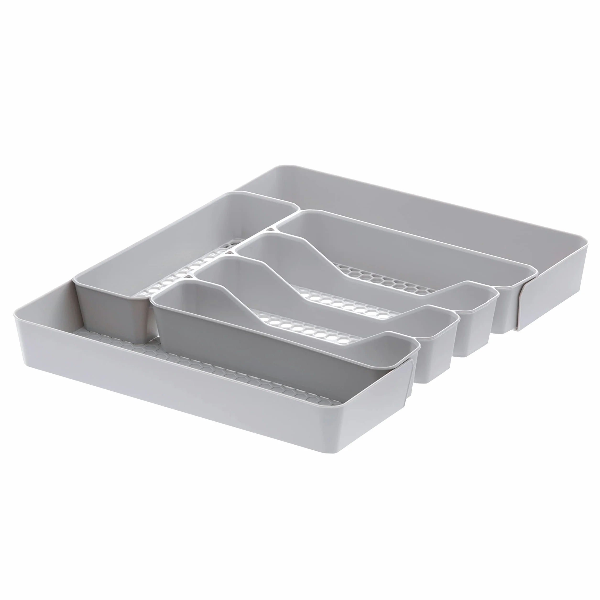Spectrum Diversified Hexa rozszerzalna podzielona szuflada organizer taca nowoczesne sztućce kuchenne, zastawa, uchwyt na sztućce, schowek na szafę, 10 x 16, szary szary