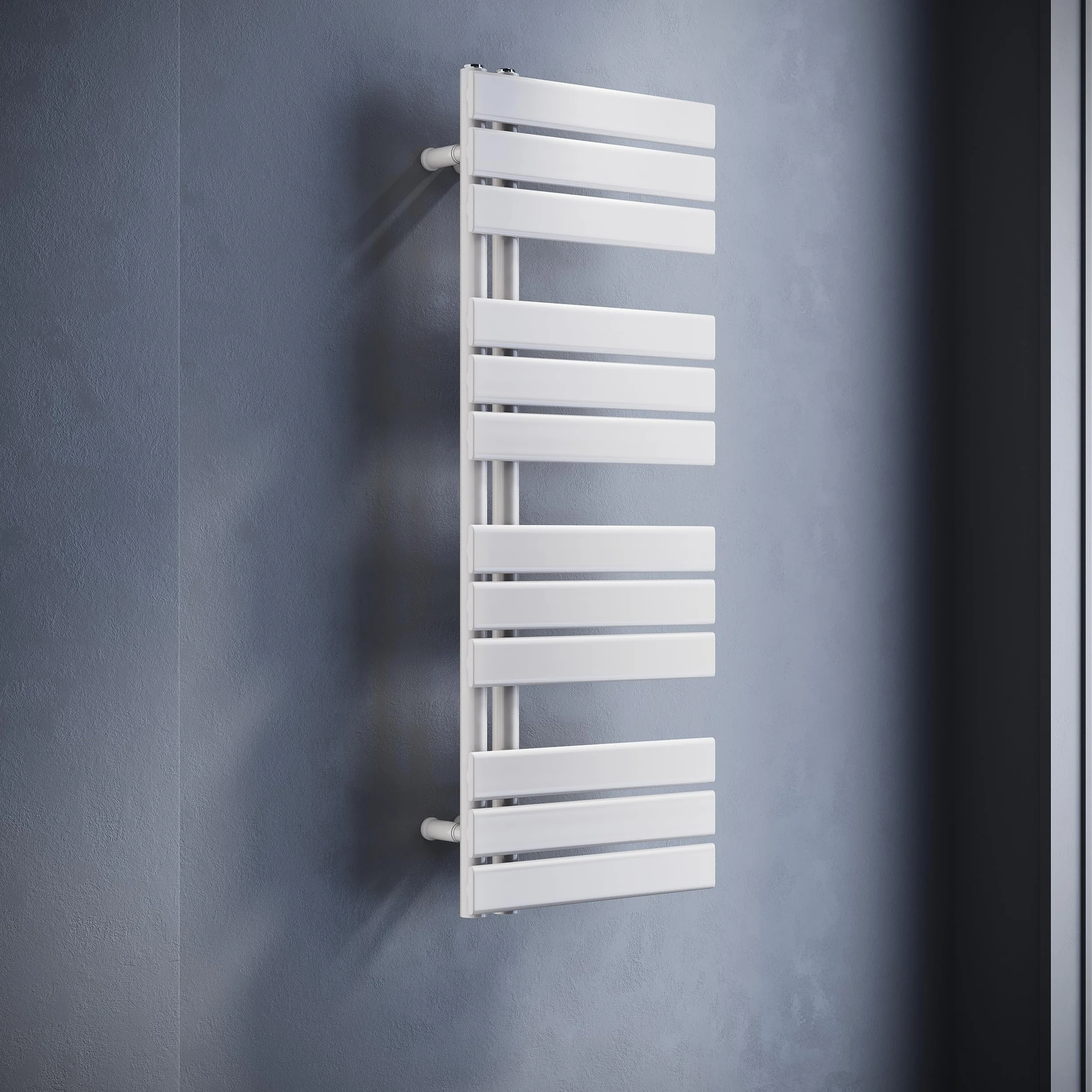 SONNI Grzejnik łazienkowy płaski suszarka na ręczniki 1038 x 400 mm biały ogrzewacz do ręczników przyłącze boczne panel grzejnik na ręczniki 767W