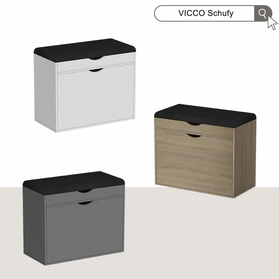 Vicco Ławka na buty "Schufy", Antracyt, 60 x 51 cm z 2 przegrodami