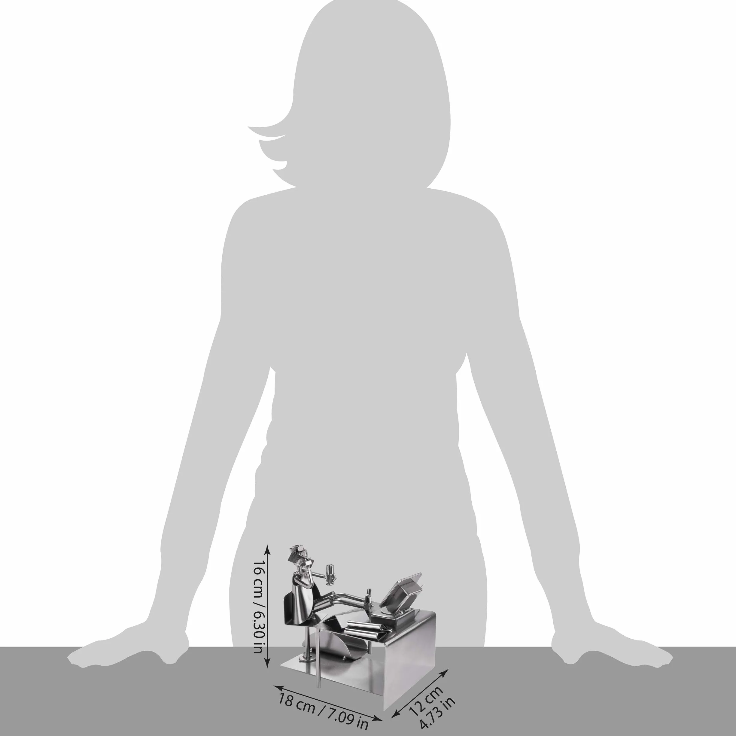 BRUBAKER Figurka ze śrubek PC do biura z uchwytem na wizytówki - ręczna robota żelazna figurka metalowy mężczyzna - prezent dla kupców, pracowników biurowych i kolegów