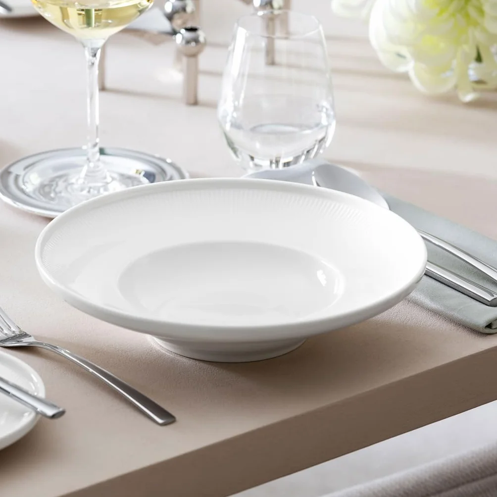 Villeroy & Boch – Afina talerz głęboki z porcelany premium, talerz do makaronu i pasty, Made in Germany, można myć w zmywarce i używać w kuchence mikrofalowej, możliwość sztaplowania, biały