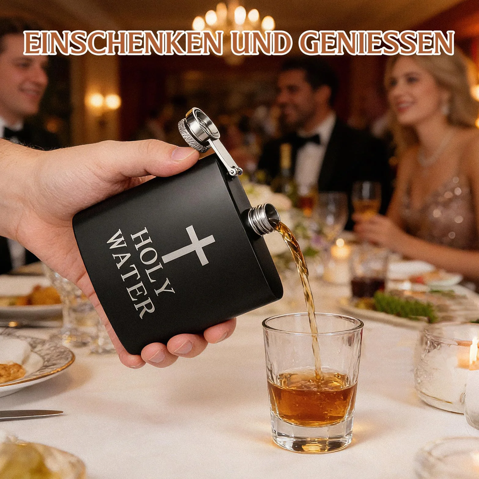 PRETYZOOM Butelka na Wino ze Stali Nierdzewnej - Hip Flask do Whisky, Zabawna dla Mężczyzn, Przenośna na Alkohol, Artykuły Ślubne, Napoje Krzyżowe