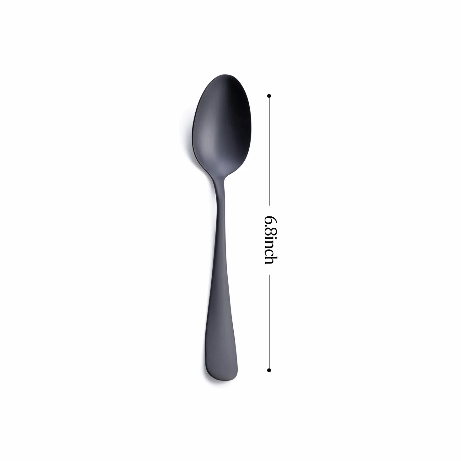 GoGeiLi Matowa czarna łyżka deserowa, satynowe wykończenie ze stali nierdzewnej, 17 cm, zestaw łyżeczek do kawy, serwis dla 6 osób, nadaje się do mycia w zmywarce
