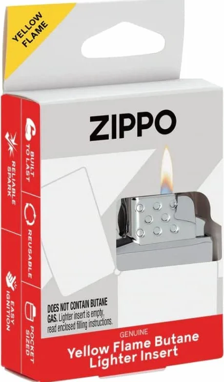 Zippo Zapalniczka gazowa - żółty płomień 65815, wiatroszczelna zapalniczka wielokrotnego napełniania Zippo, wykonana z metalu z charakterystycznym zamkiem błyskawicznym "click", kolor srebrny, świetny
