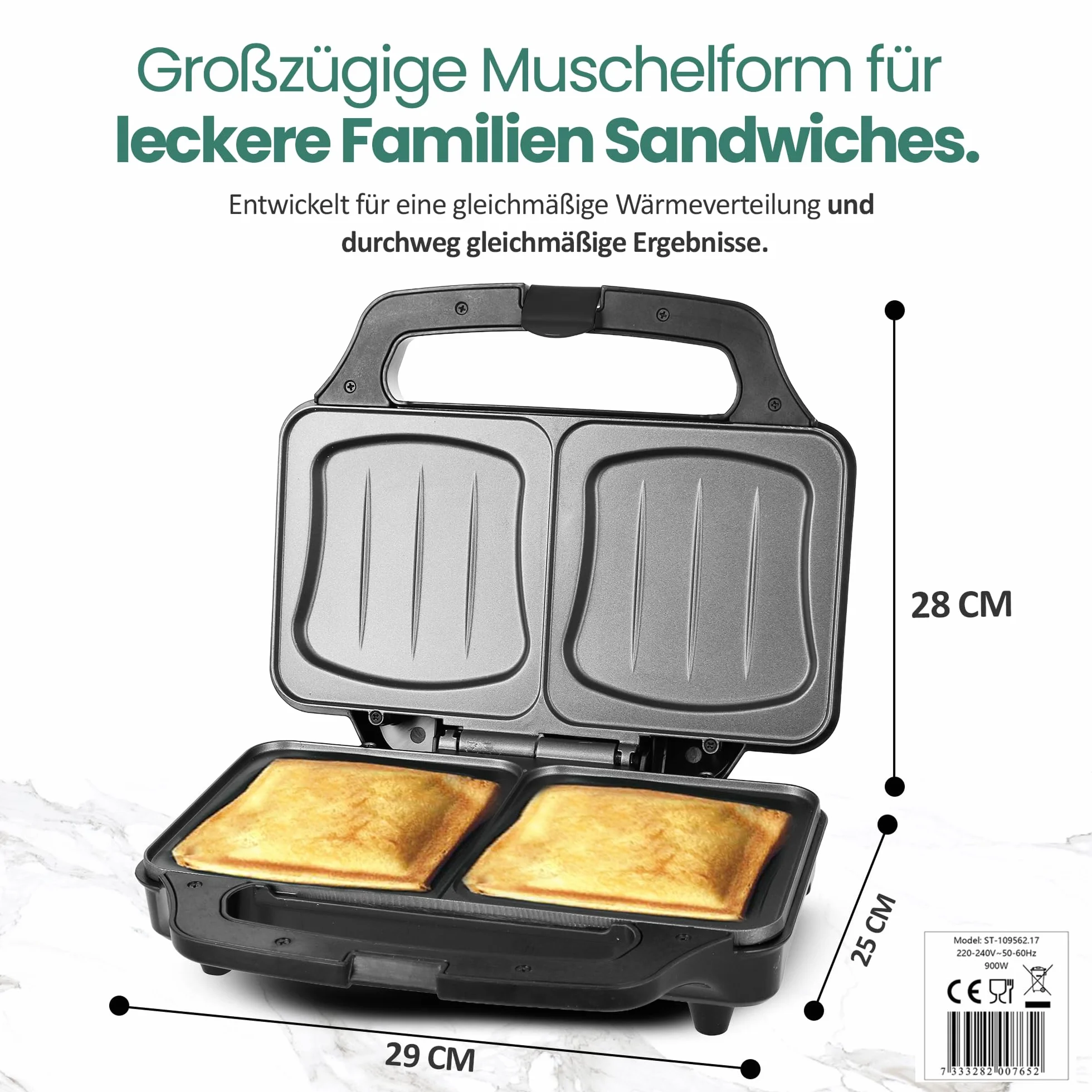 Emerio St-109562.17 Opiekacz do Panini, Czarny, XXL