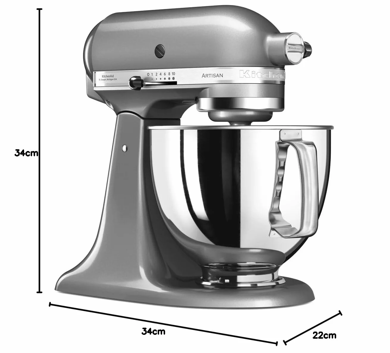 Kitchenaid 5Ksm125Ecu Robot Kuchenny, Szary/Srebrny, ‎4.8 L