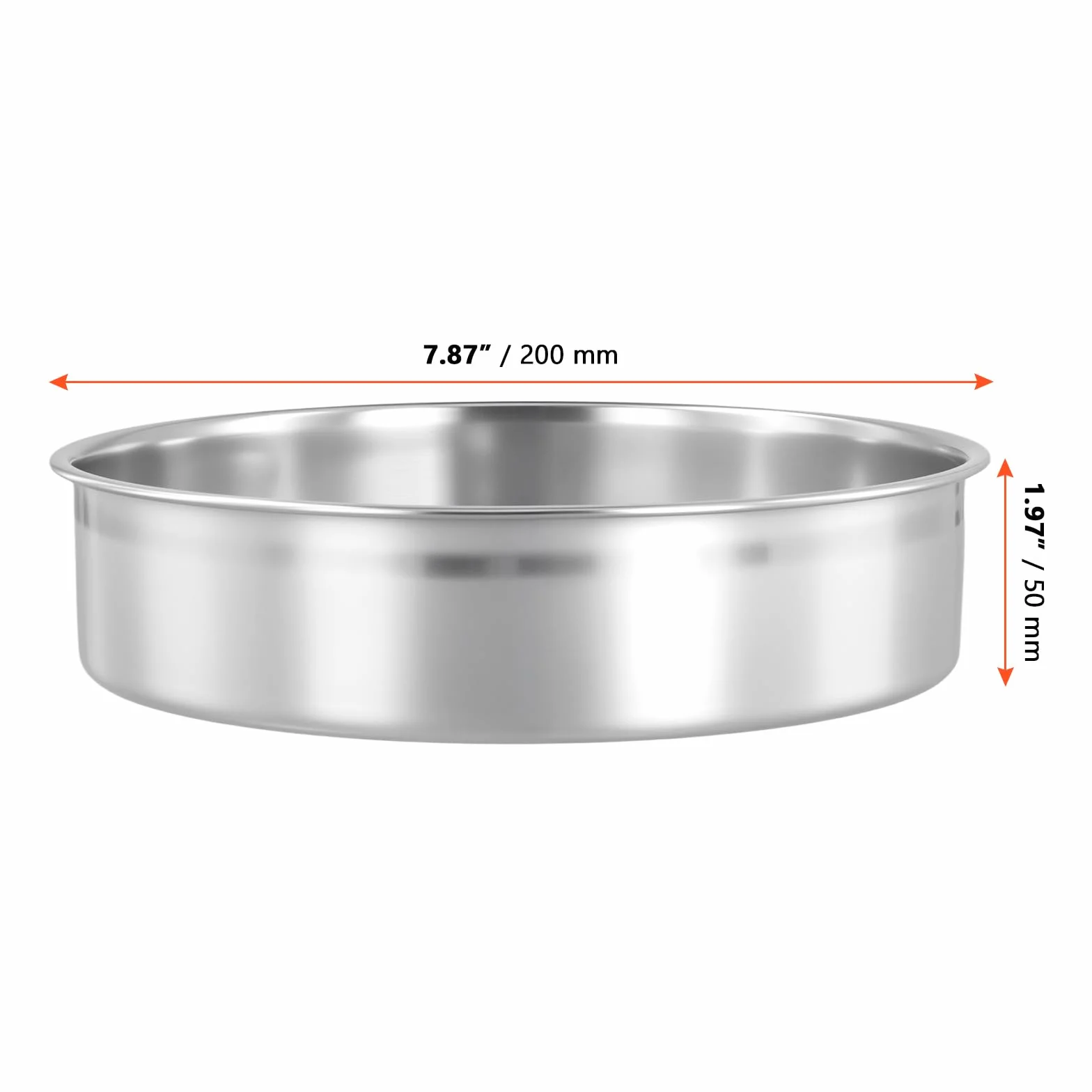 SINJEUN Forma do ciasta ze stali nierdzewnej, zestaw 4 sztuk, 20 cm, okrągłe, ze stali nierdzewnej, do ciast, tortów, chleba, srebrnych